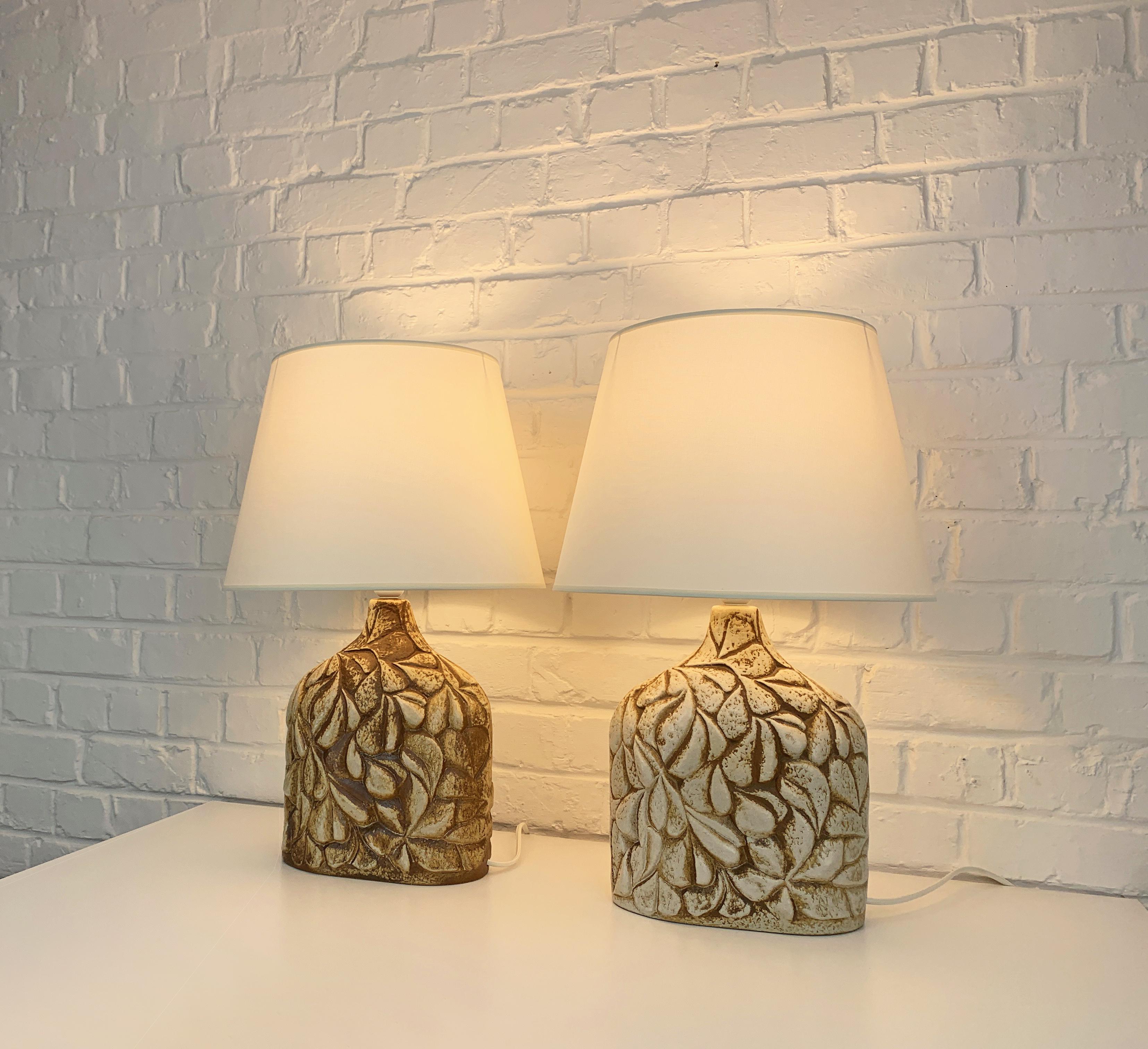 Hand-Crafted Pair Danish Søholm Stentøj ceramic table lamps stoneware Haico Nitzsche For Sale