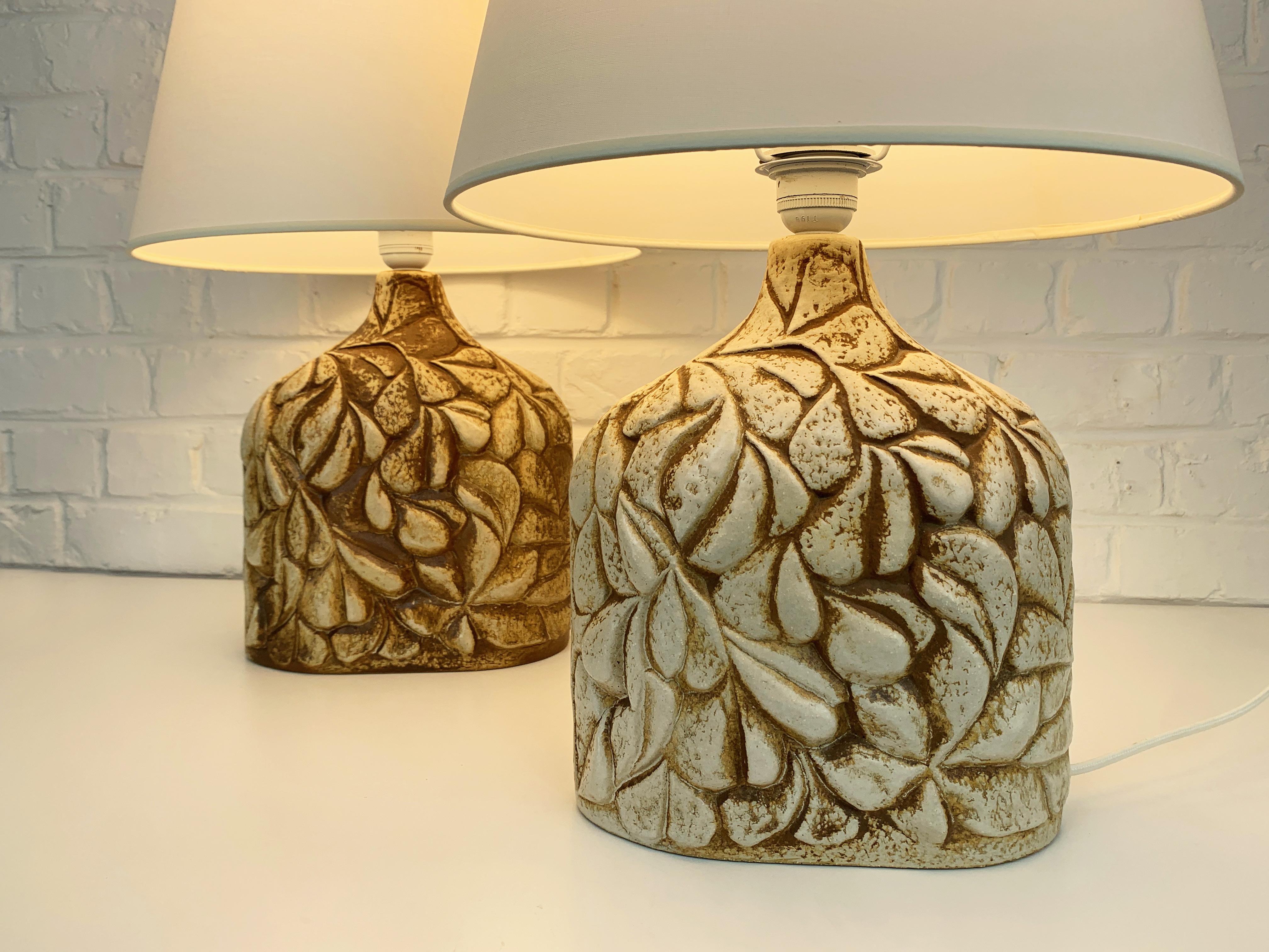 Pair Danish Søholm Stentøj ceramic table lamps stoneware Haico Nitzsche In Good Condition For Sale In Vorst, BE