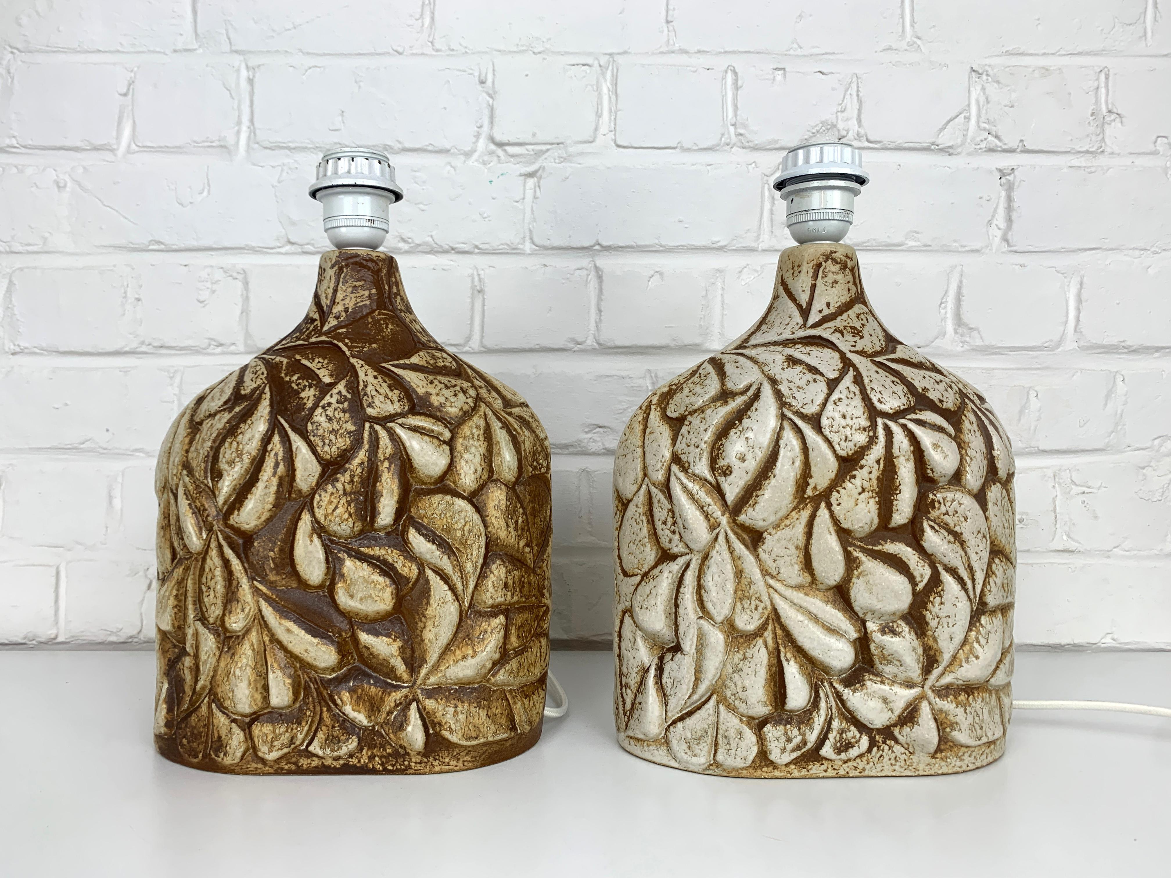 Pair Danish Søholm Stentøj ceramic table lamps stoneware Haico Nitzsche For Sale 2