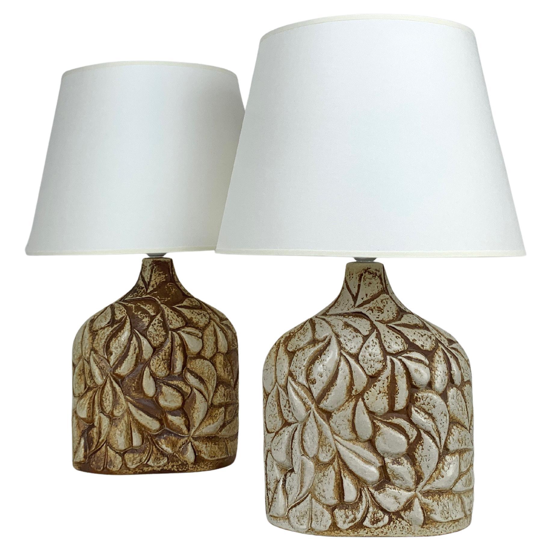 Pair Danish Søholm Stentøj ceramic table lamps stoneware Haico Nitzsche For Sale