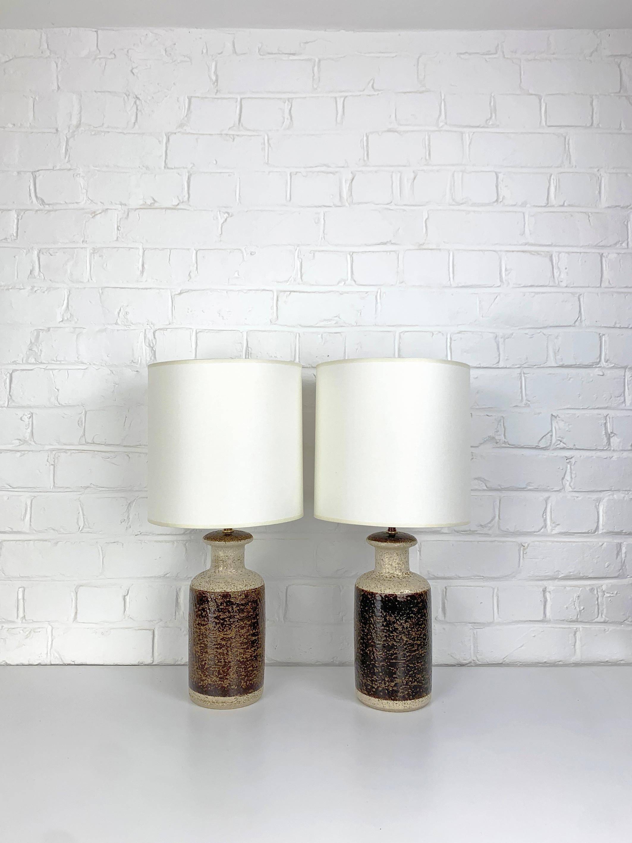 Pair Danish Søholm Stentøj ceramic table lamps stoneware Svend Aage Jensen For Sale 3
