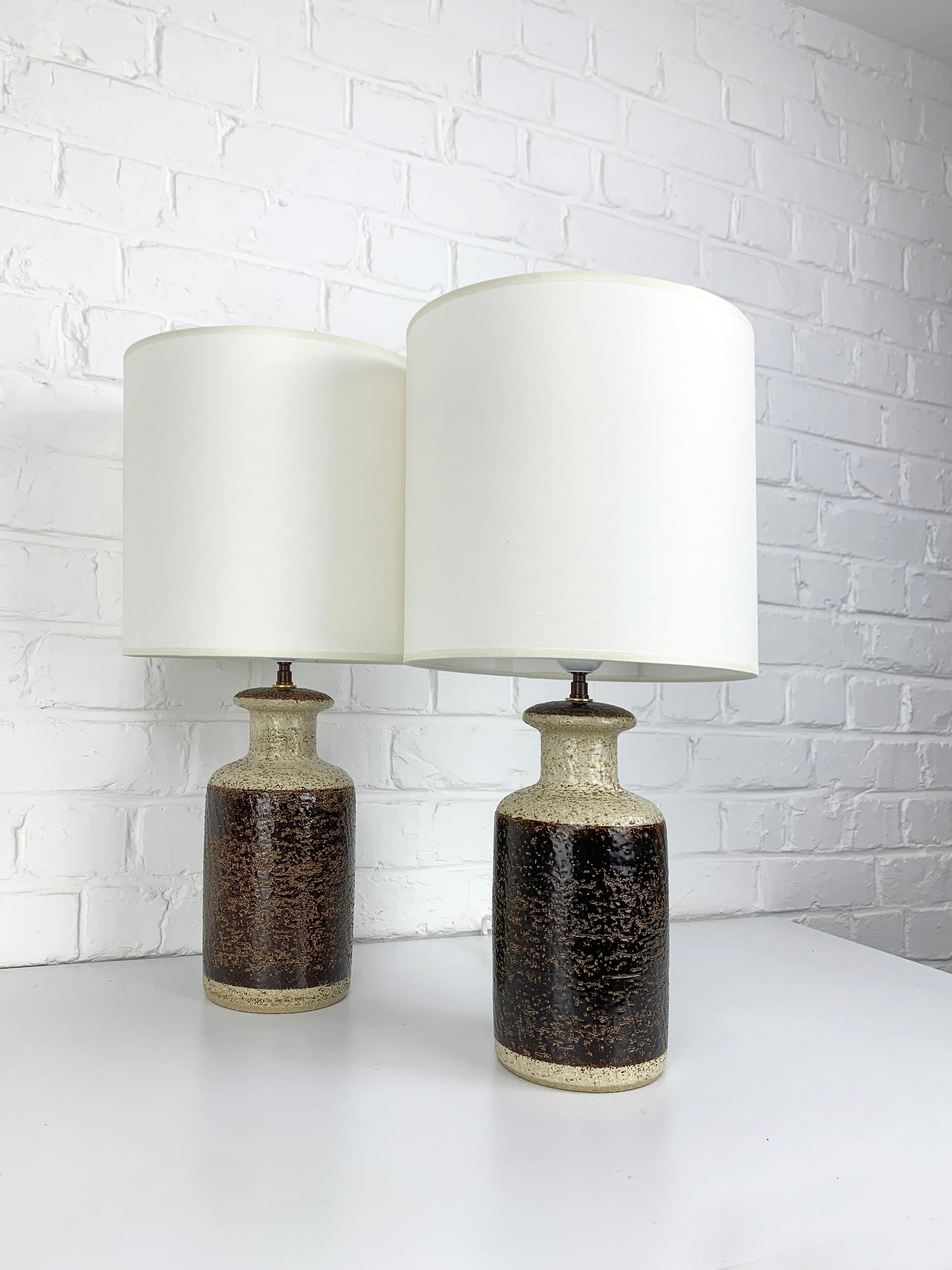 Pair Danish Søholm Stentøj ceramic table lamps stoneware Svend Aage Jensen In Good Condition For Sale In Vorst, BE