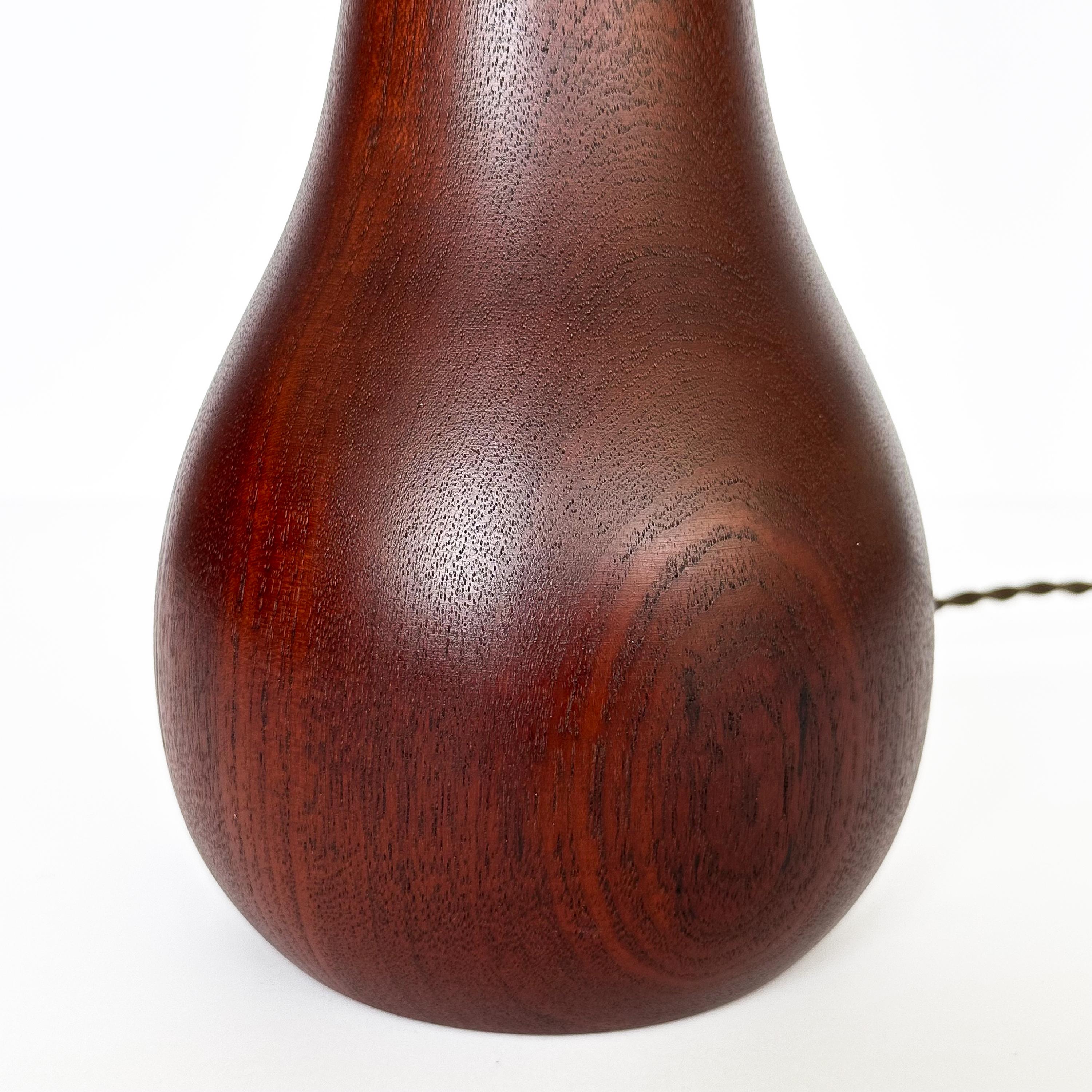 Pair Danish Solid Teak Table Lamps 5