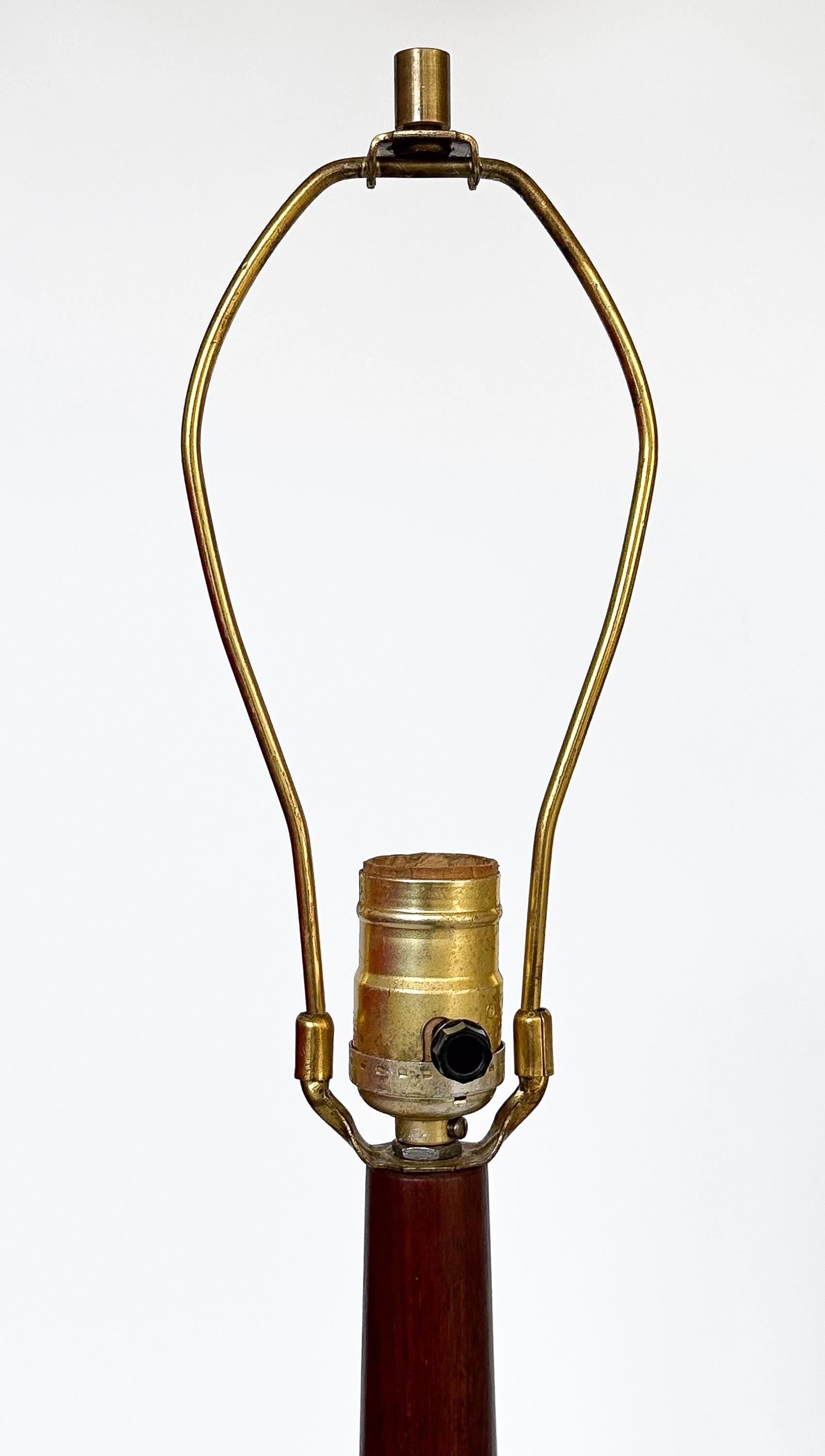 Pair Danish Solid Teak Table Lamps 6