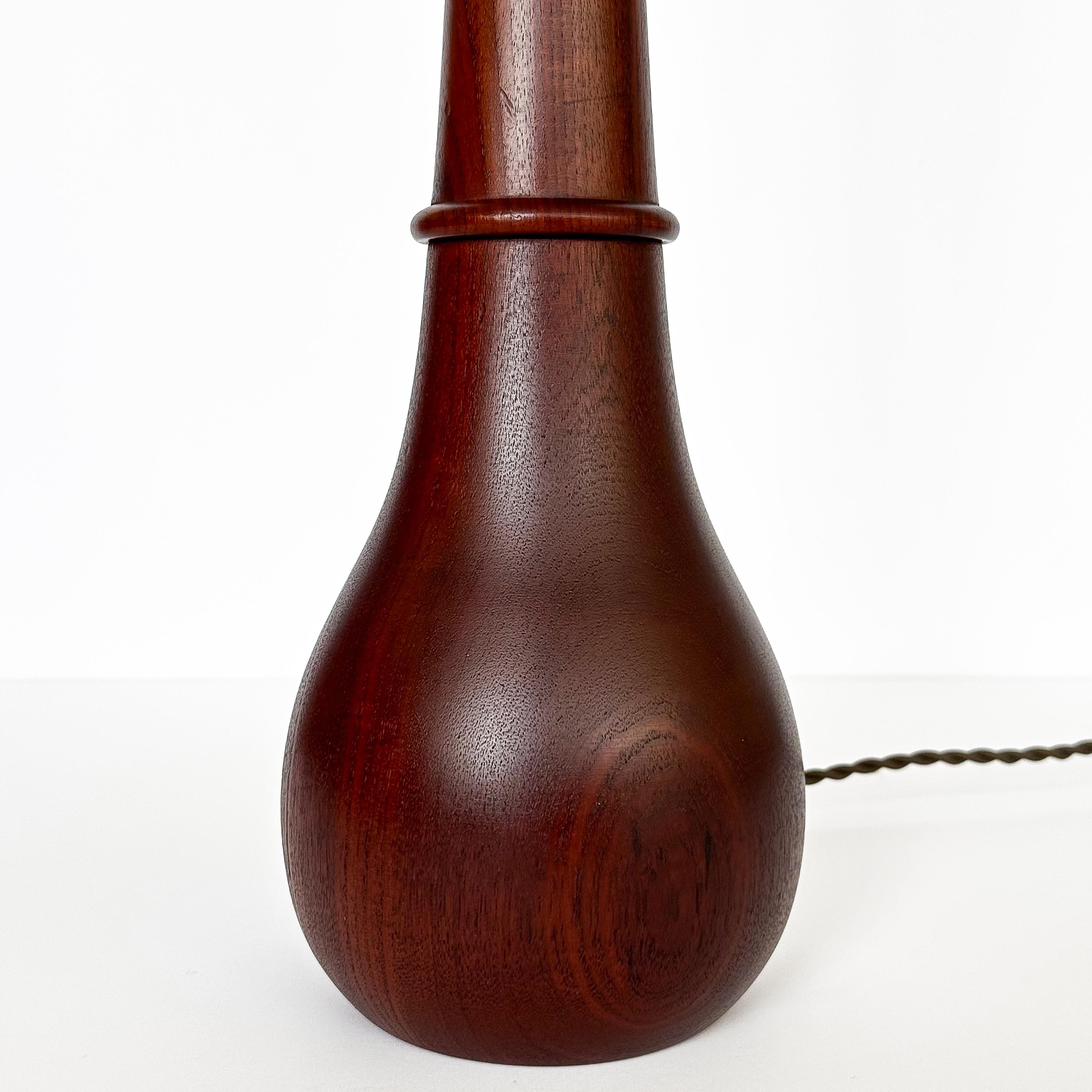 Pair Danish Solid Teak Table Lamps 3