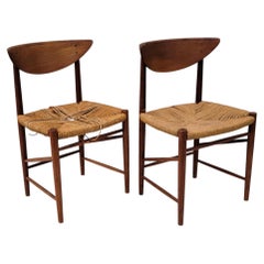 Pair Danish Teak Dining Side Chairs by Peter Hvidt