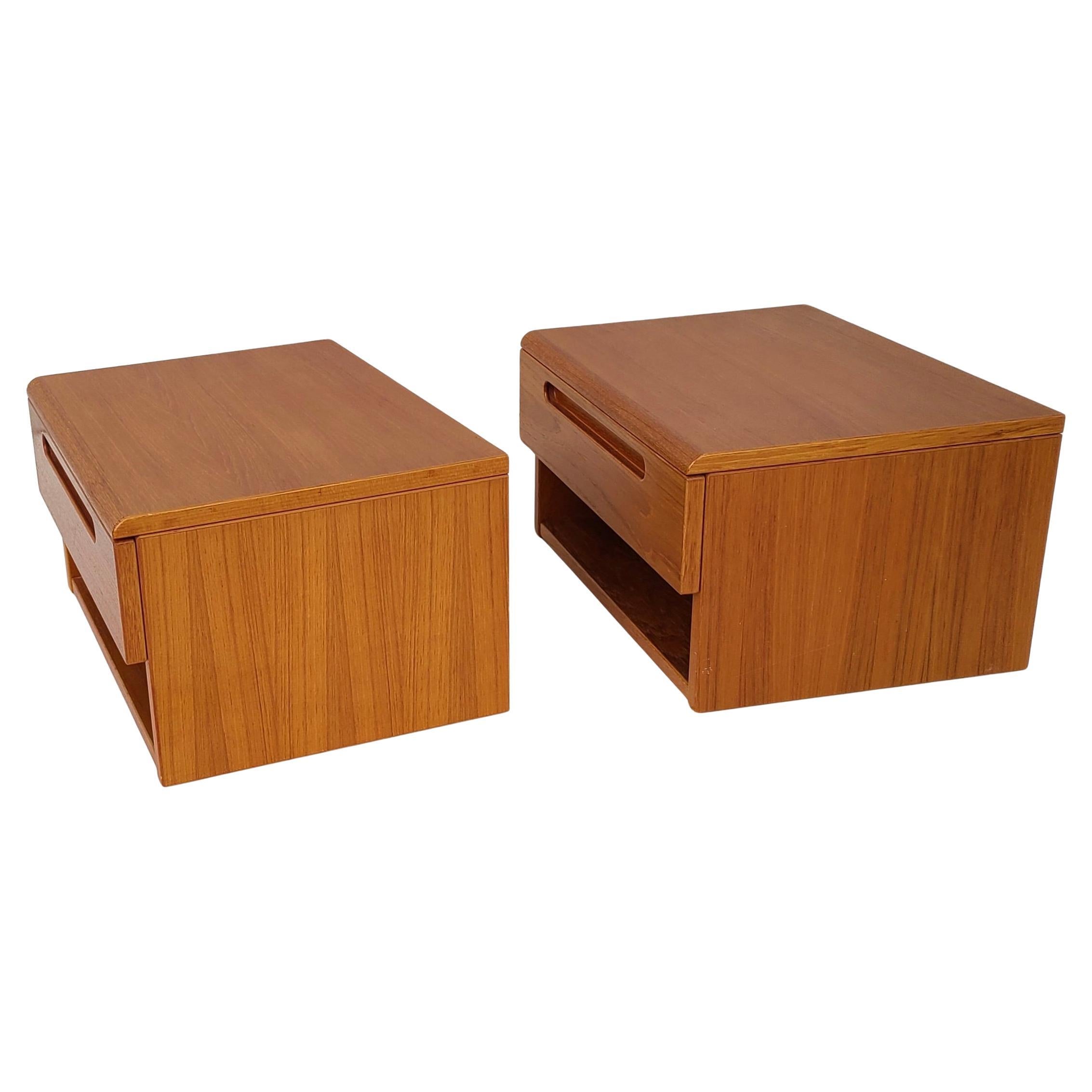 Pair Danish Teak Floating Night Stands by Jesper 3