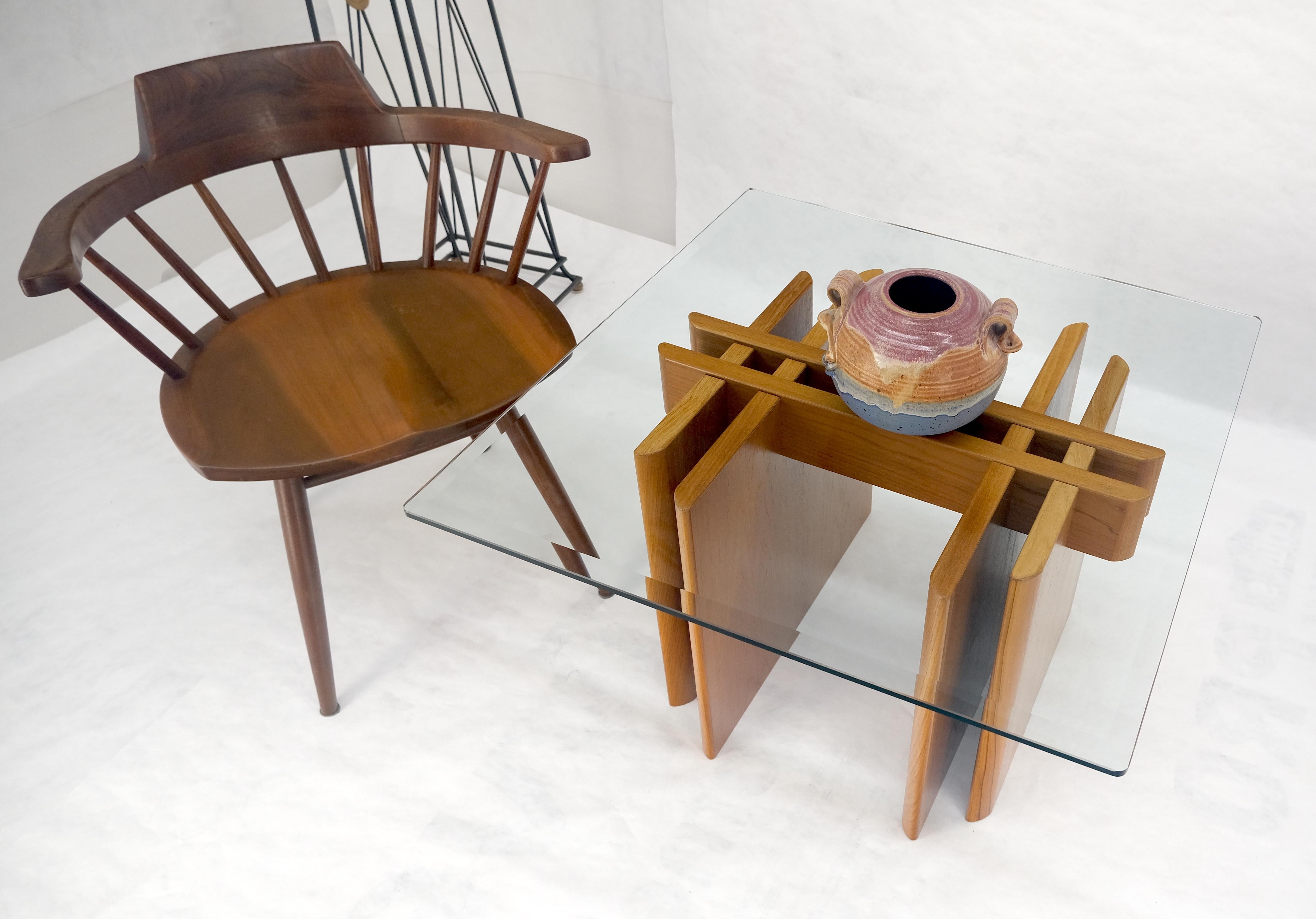 Pair Danish Teak Mid Century Modern Glass Tops End Side Lamp Tables Stands Mint For Sale 2