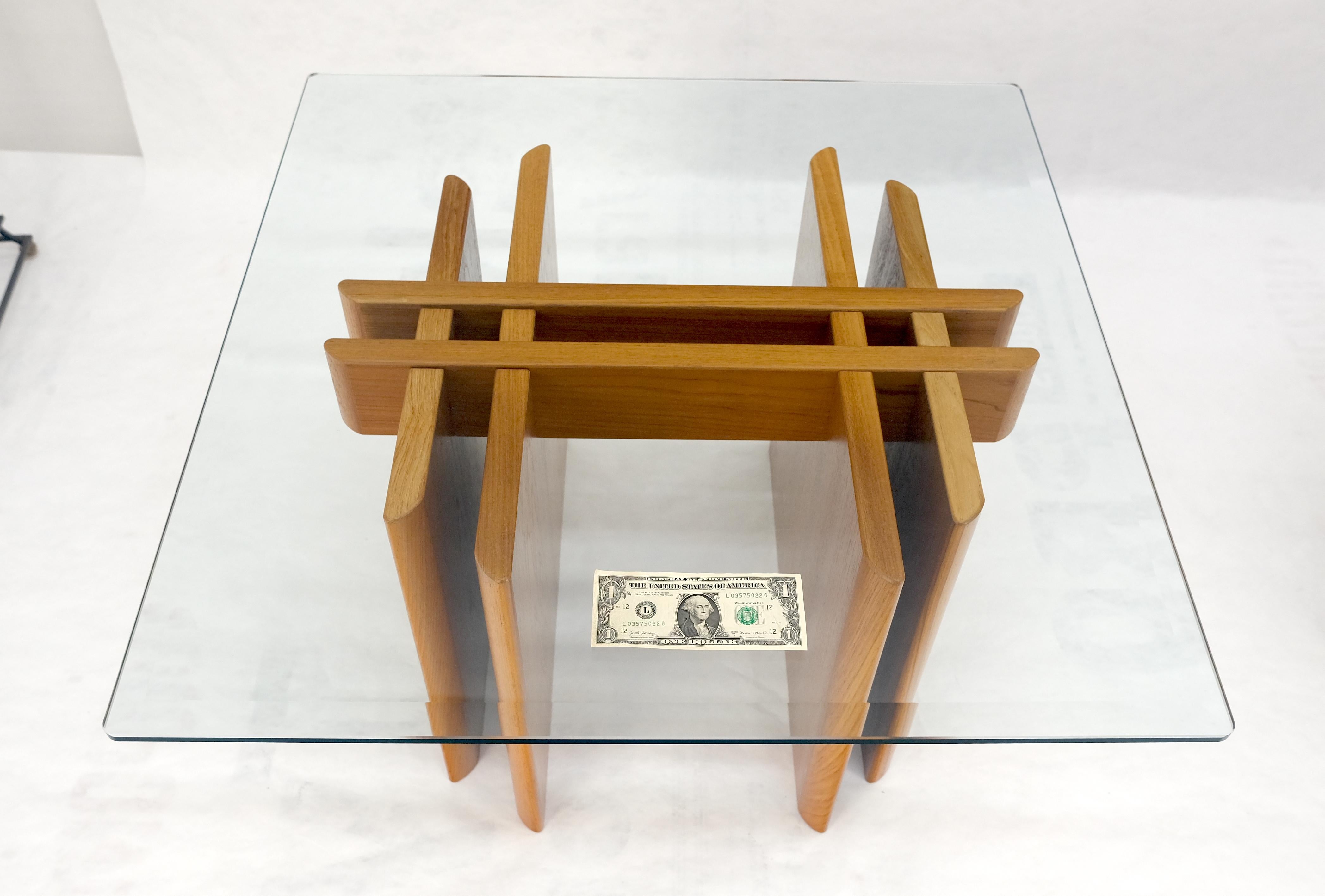 Pair Danish Teak Mid Century Modern Glass Tops End Side Lamp Tables Stands Mint For Sale 3