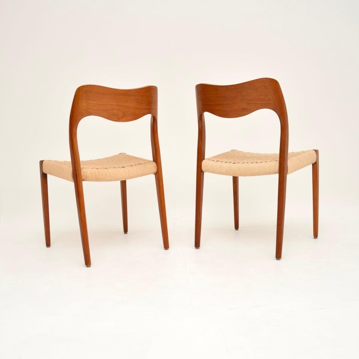 Pair, Danish, Vintage, Teak, Model, 71, Chairs, Niels, Moller In Good Condition For Sale In London, GB