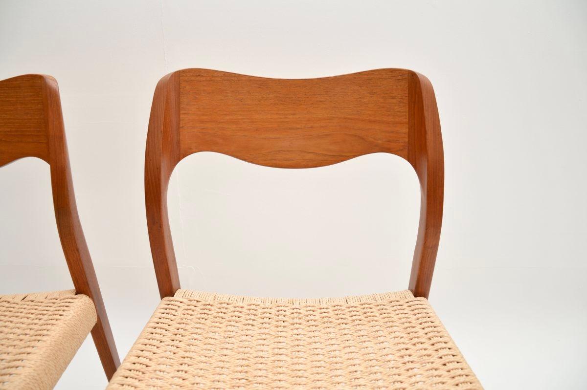 Papercord Pair, Danish, Vintage, Teak, Model, 71, Chairs, Niels, Moller