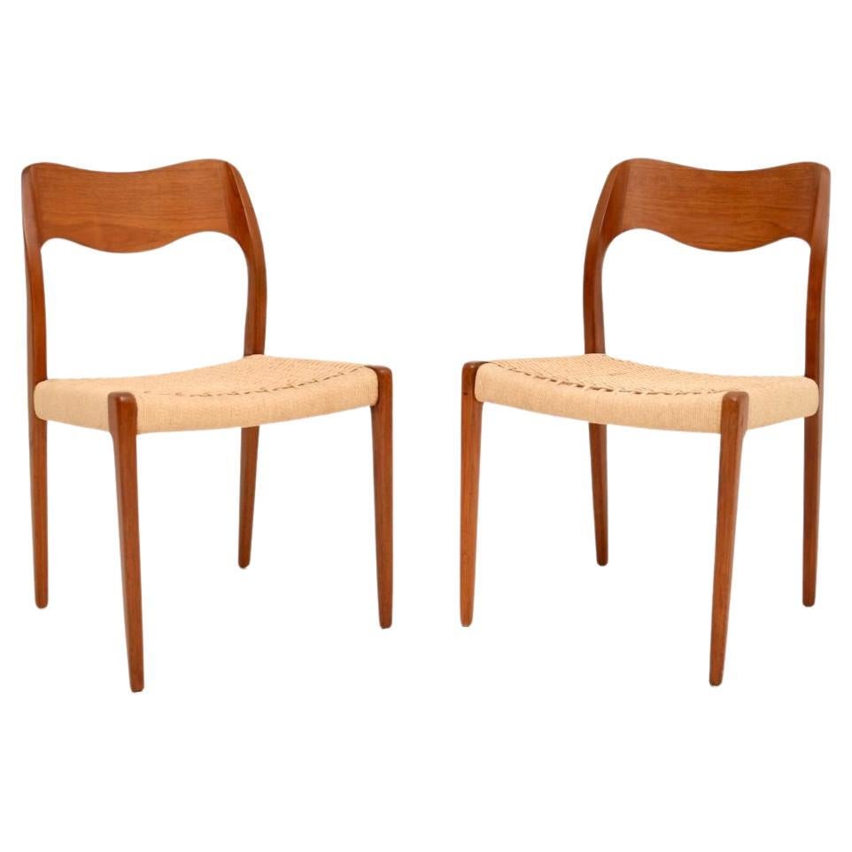 Pair, Danish, Vintage, Teak, Model, 71, Chairs, Niels, Moller For Sale