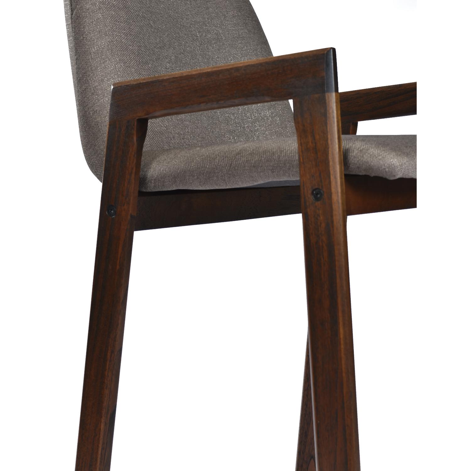 Pair Danish Walnut Colored Teak Upholstered Counter Height Barstools with Backs For Sale 3