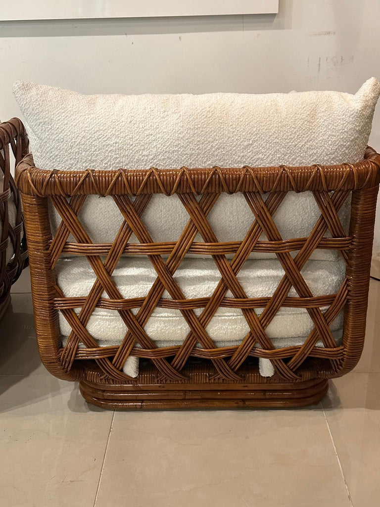 Pair Danny Ho Fong Tanganika Tropi-Cal Club Lounge Chairs Rattan