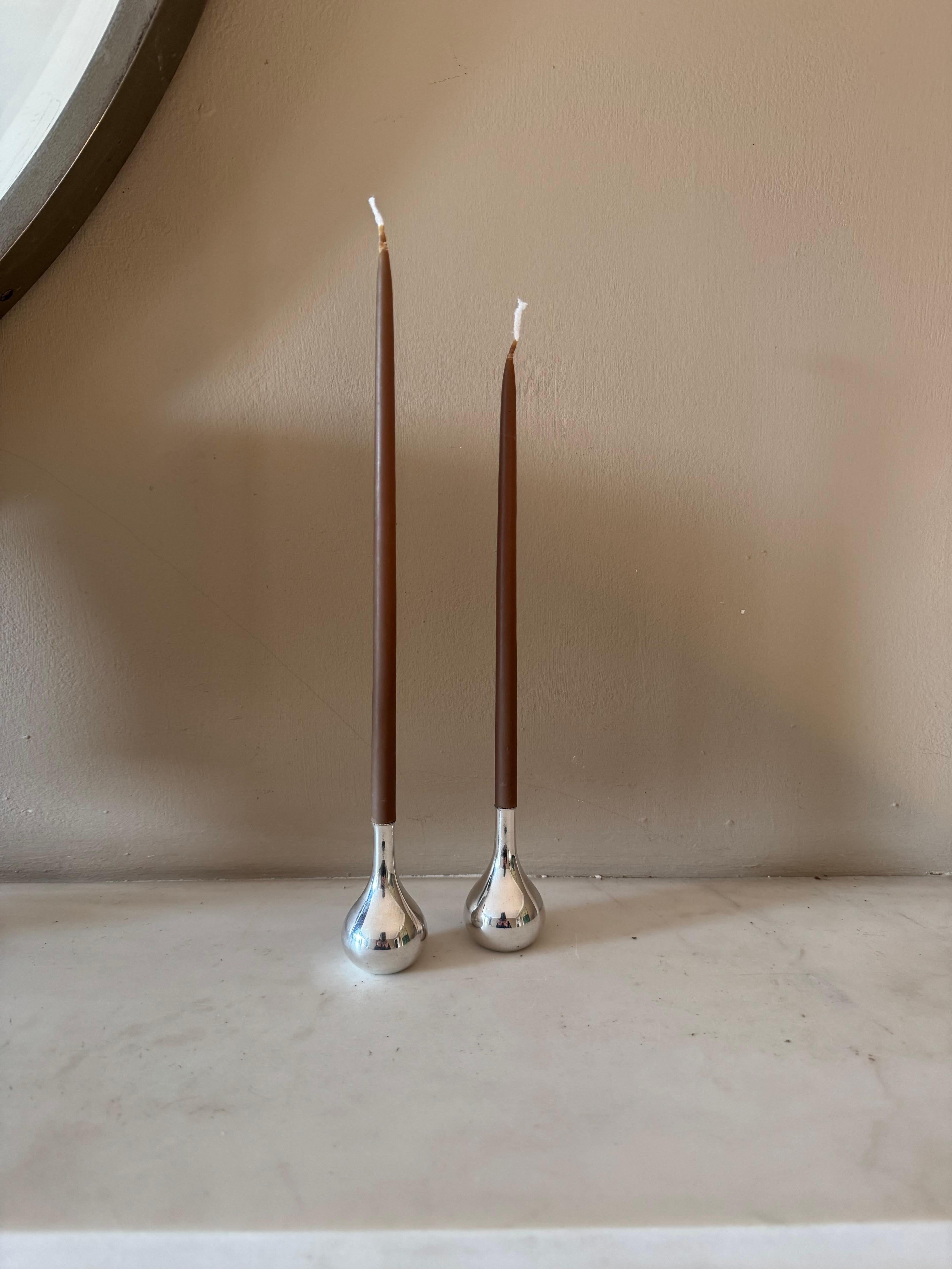 Danish Pair Dansk onion shaped candlesticks stamped Dansk Denmark For Sale