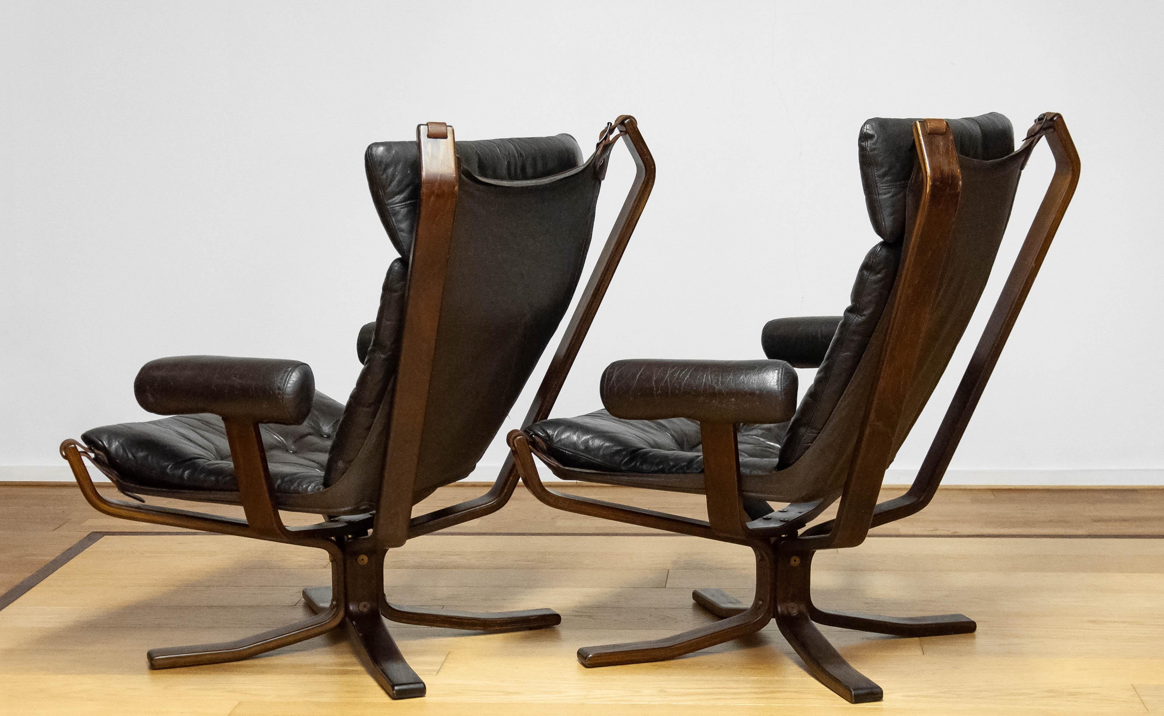 Paire de chaises longues en cuir Brown 'Superstar' par Sigurd Ressell pour Trygg en vente 3