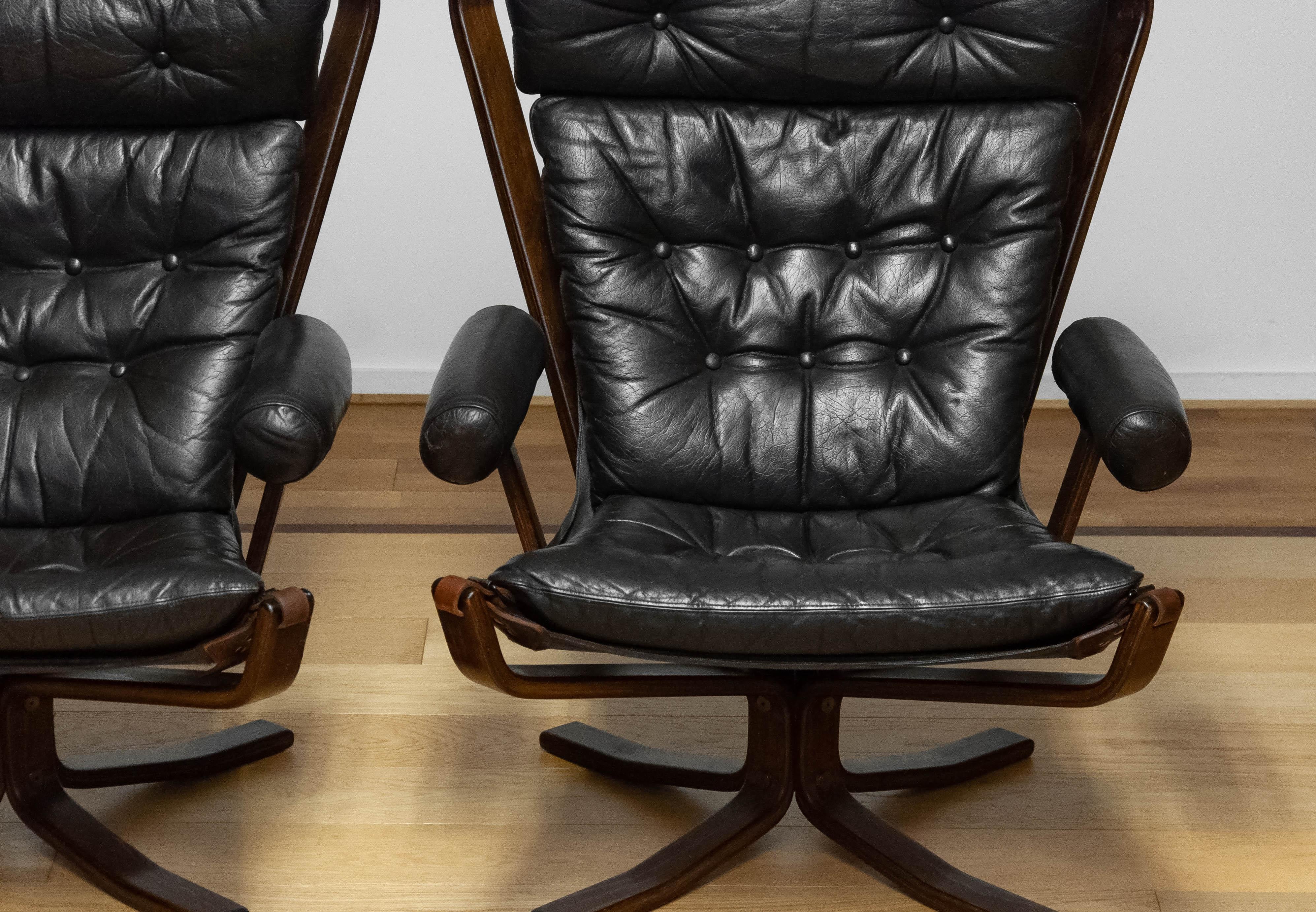 Paire de chaises longues en cuir Brown 'Superstar' par Sigurd Ressell pour Trygg en vente 6