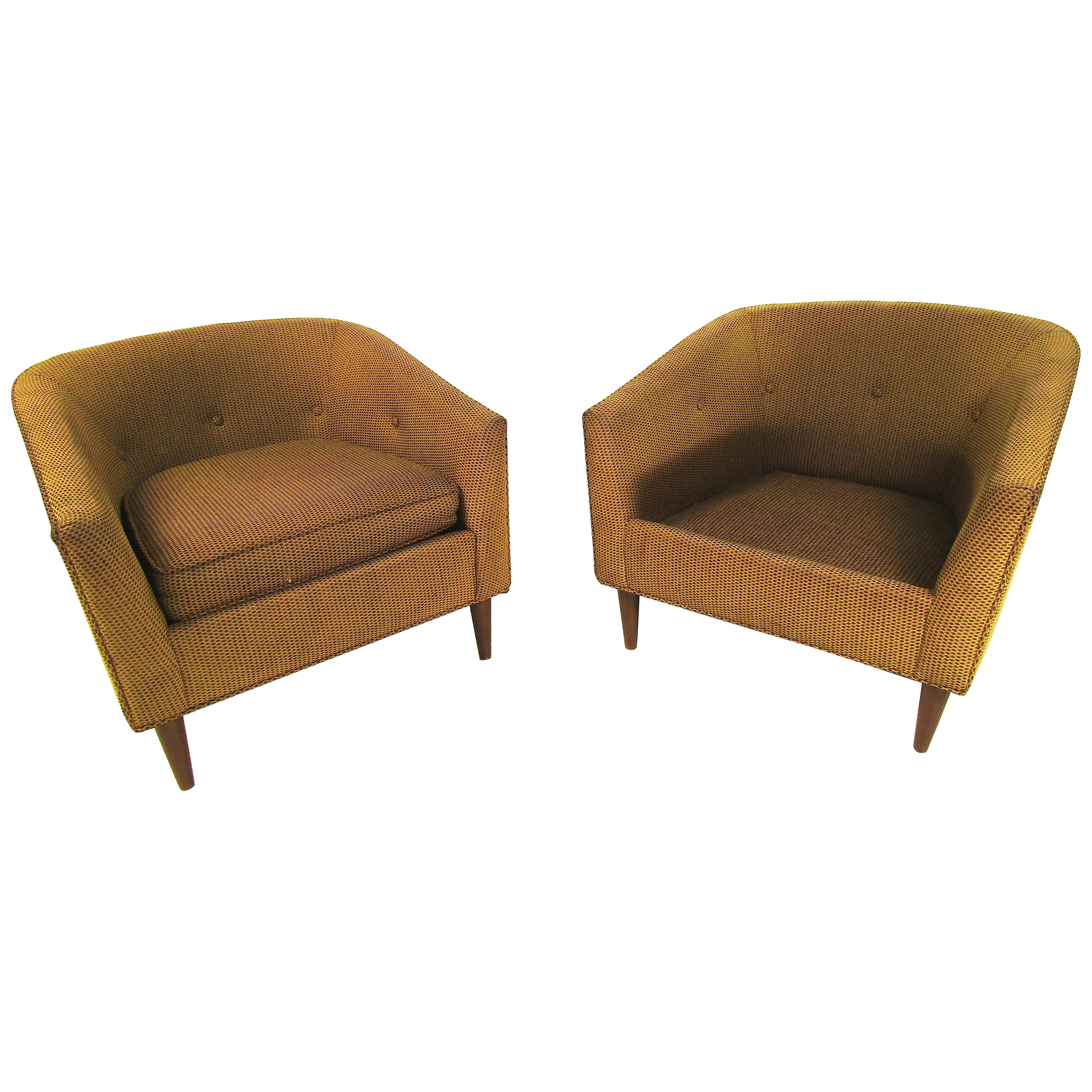 Pair of Dark Green Upholstery Lounge Chairs