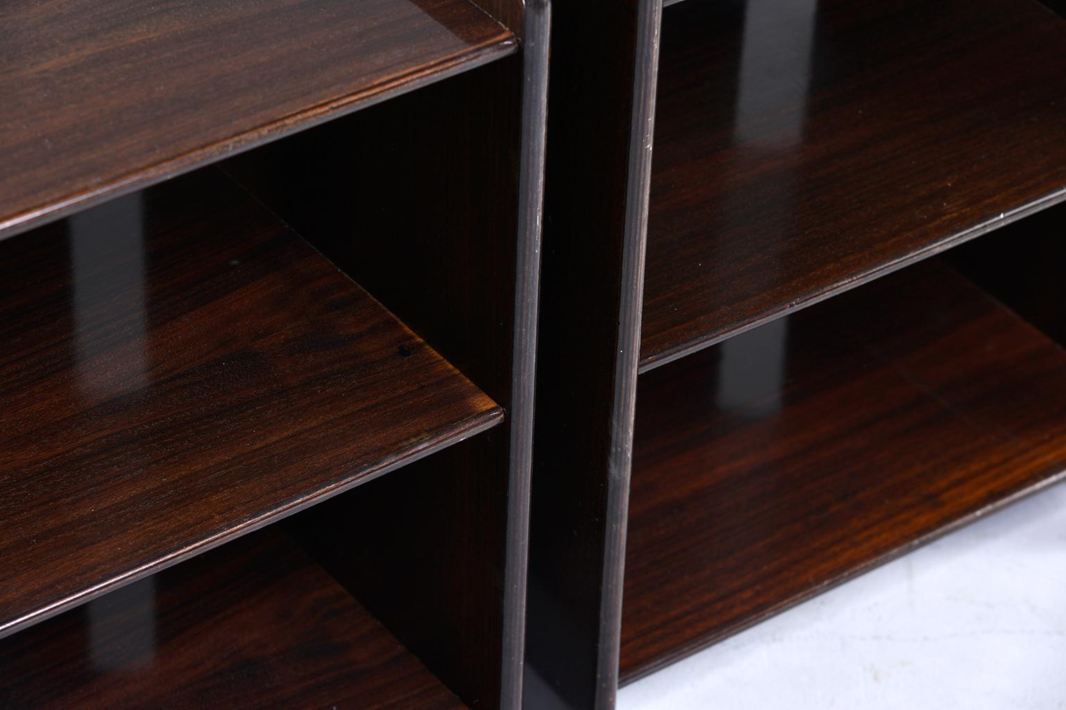 Pair of Dark Walnut Side Tables with Two Open Shelves 5