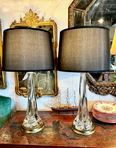 Coppia di grandi lampade di cristallo "Twisted" di Daum