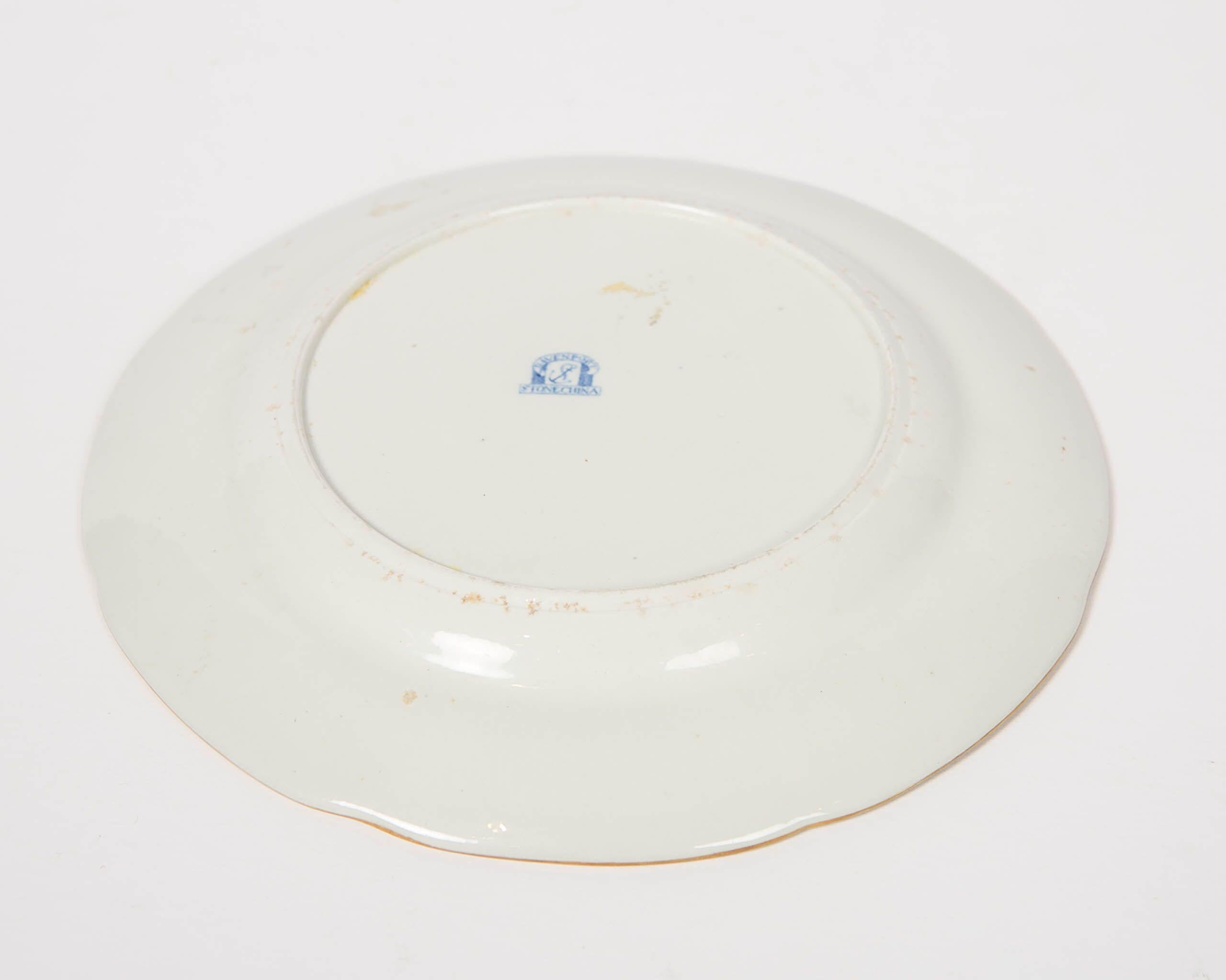 Pair of Davenport Plates with a Chinoiserie Design Turquoise and Pink 2