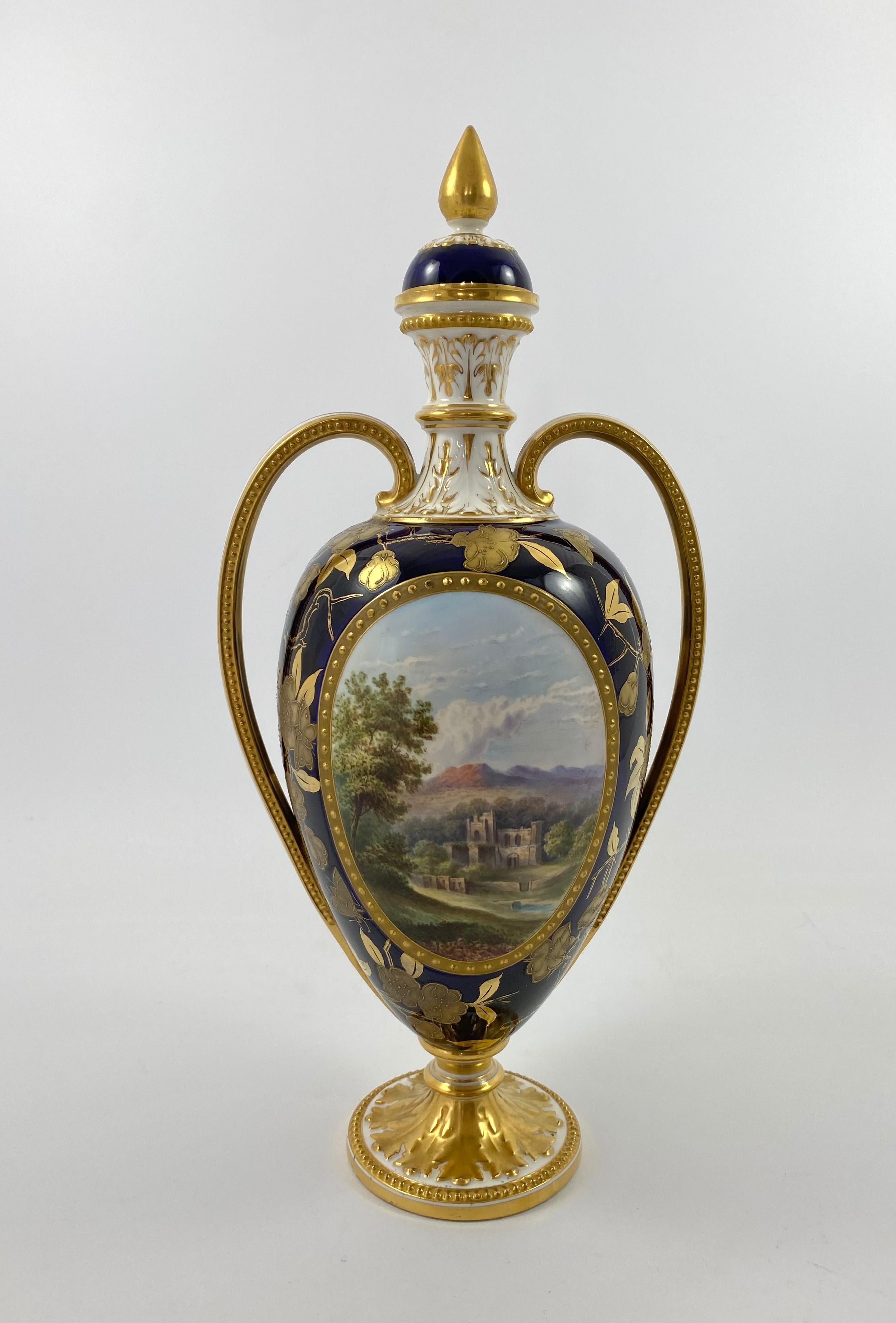 Pair Davenport Porcelain Vases and Covers, c. 1875 6