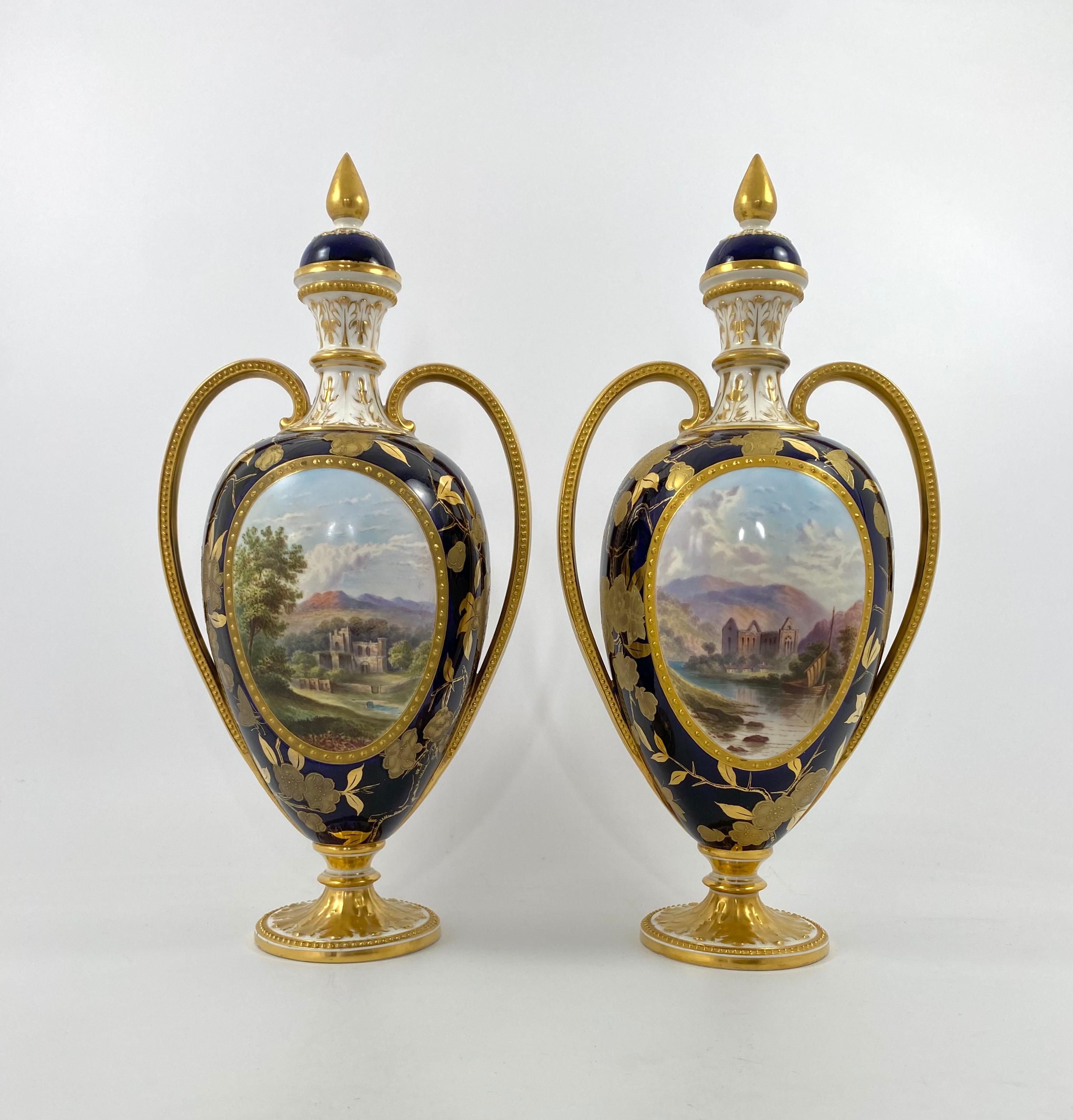 Pair Davenport Porcelain Vases and Covers, c. 1875 12