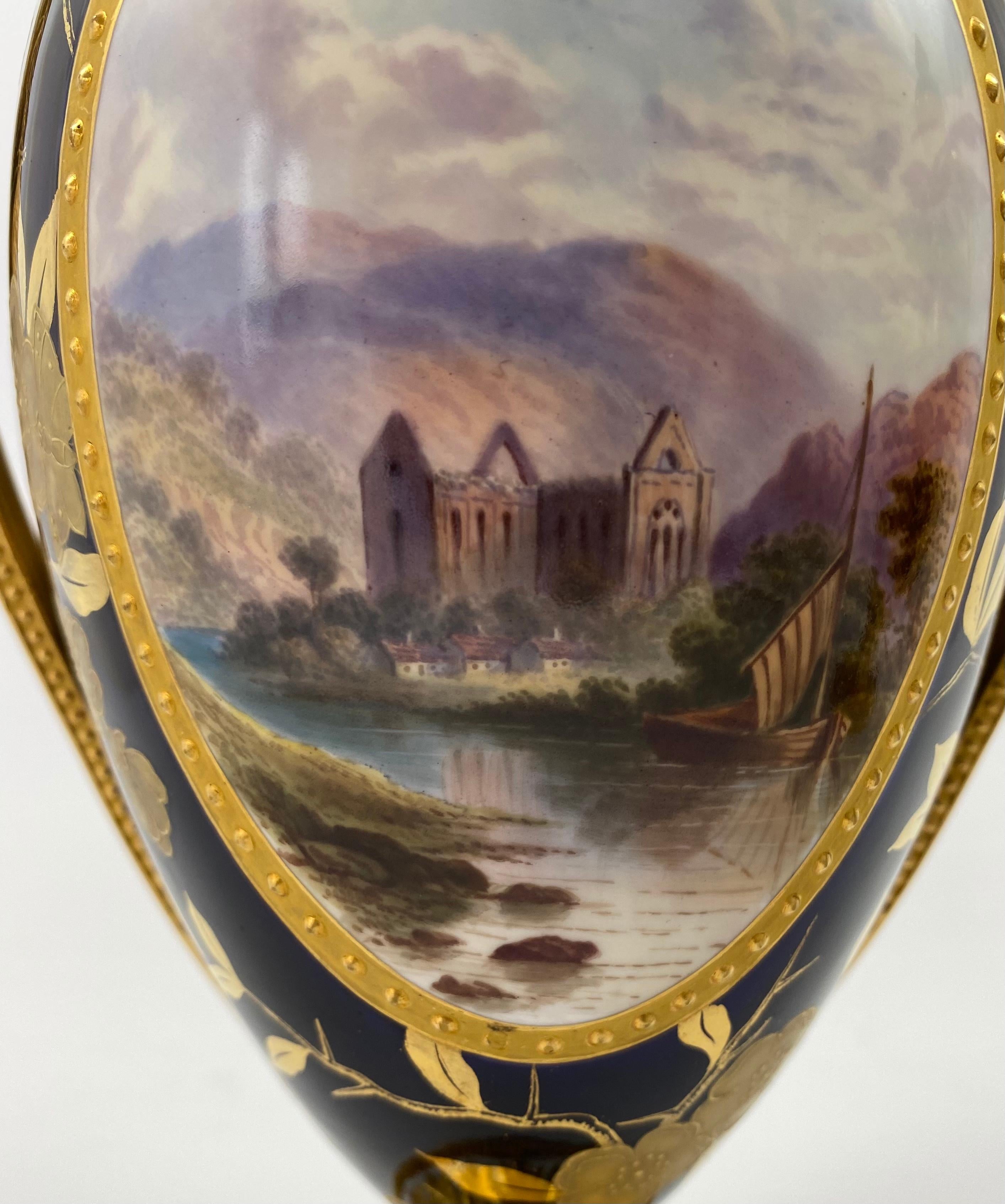 English Pair Davenport Porcelain Vases and Covers, c. 1875