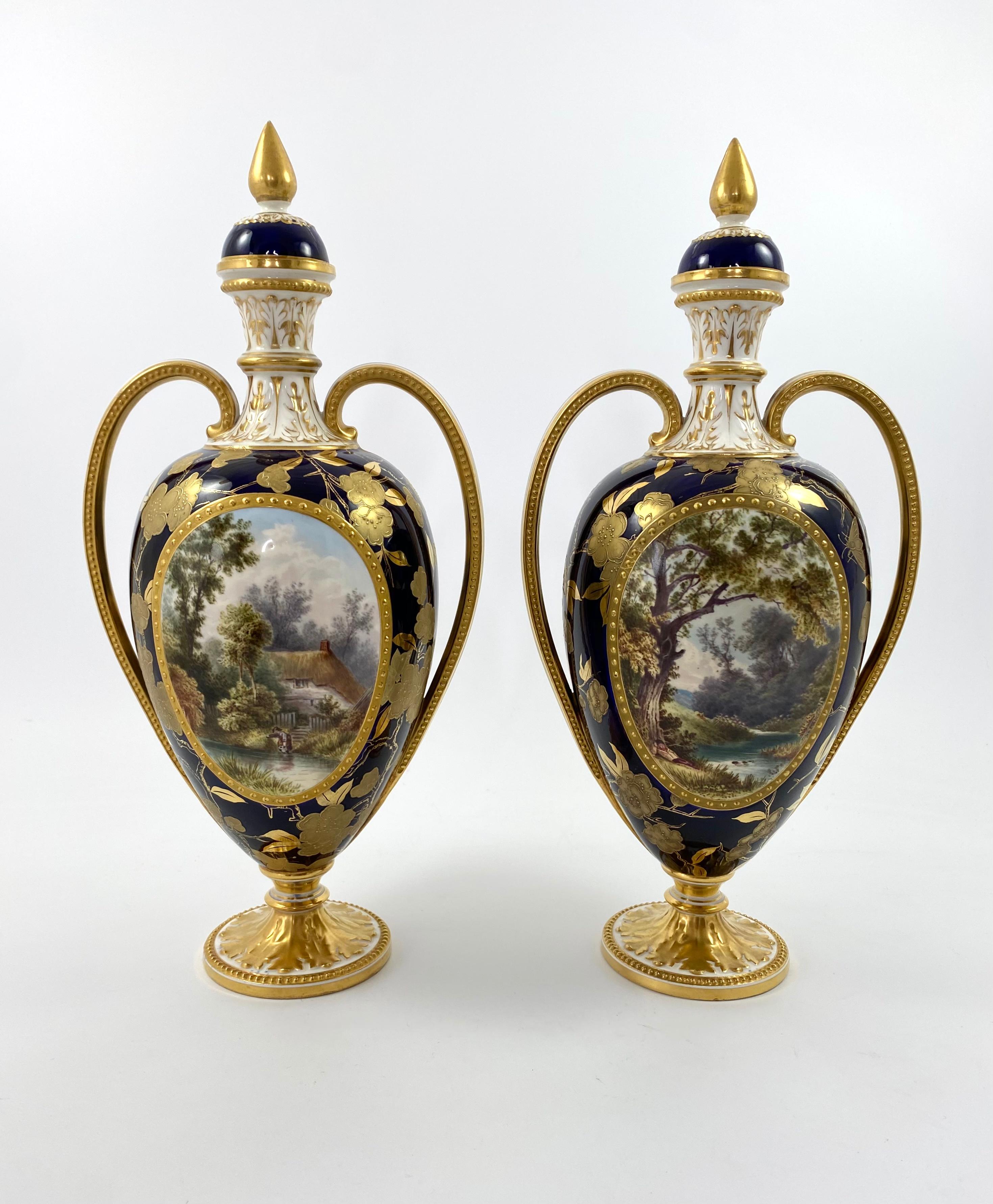 Pair Davenport Porcelain Vases and Covers, c. 1875 In Excellent Condition In Gargrave, North Yorkshire