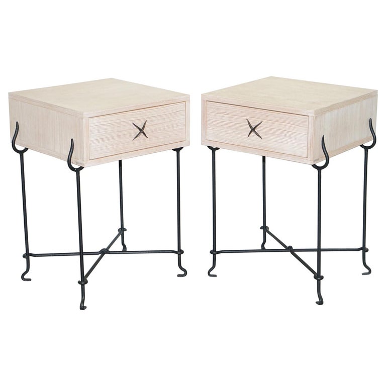🪑 Paire De Tables De Nuit David Lange, Années 80 – Bois Noir, Design Vintage