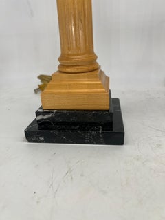 Pair, David Linley Fluted Sycamore & Marble Candlestick Lamps