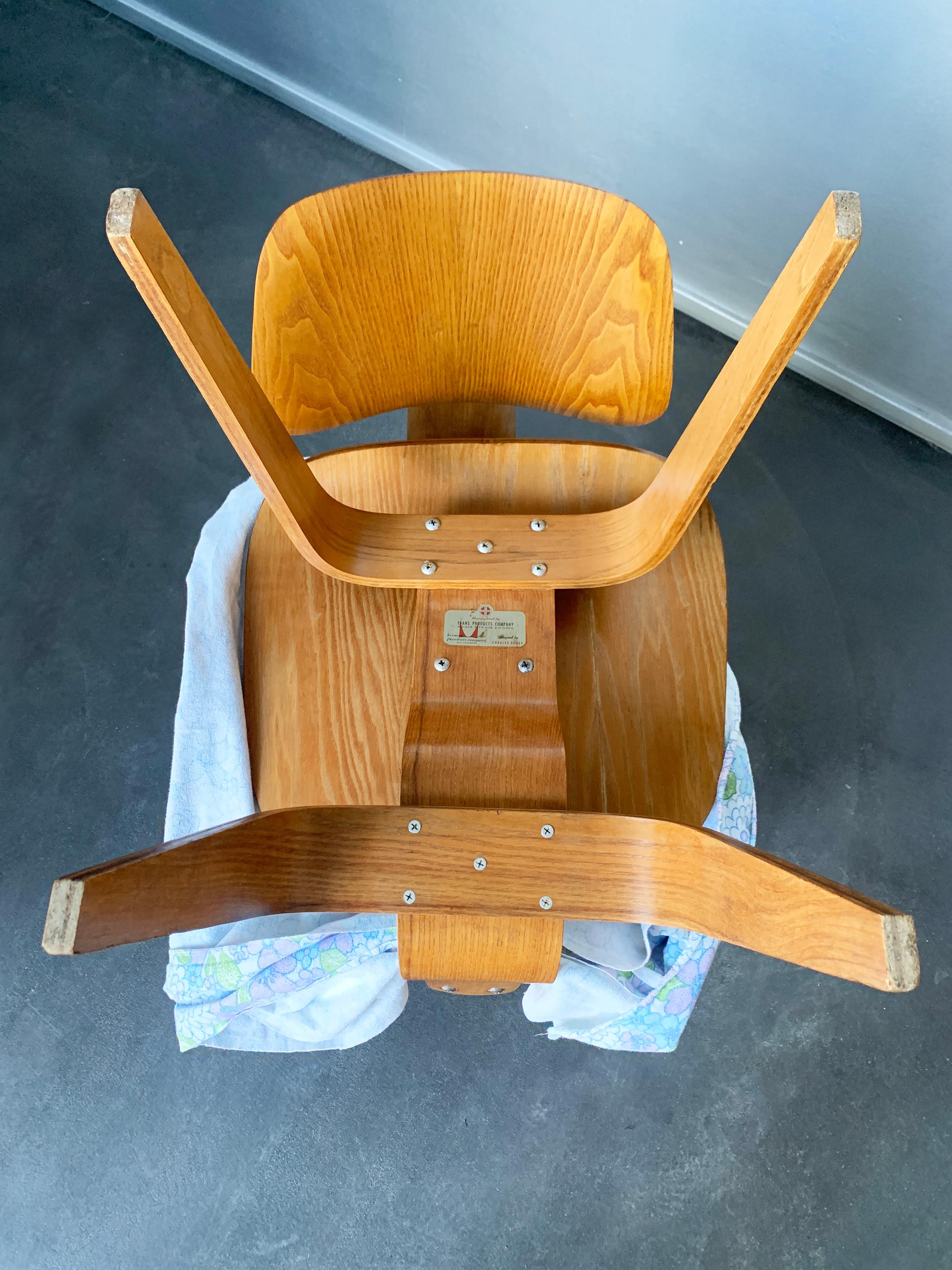 Pair DCW Chairs by Charles & Ray Eames for Evans / Herman Miller in Ash, 1940s 7