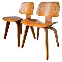Pair DCW Chairs by Charles & Ray Eames for Evans / Herman Miller in Ash, 1940s