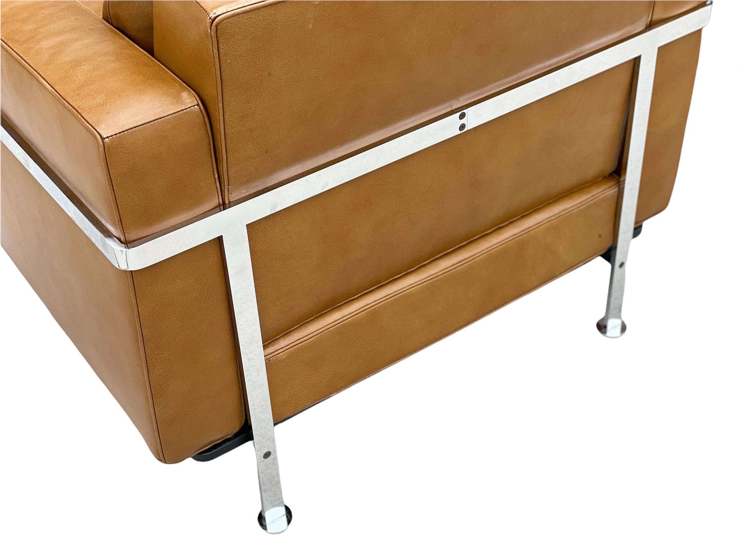 Steel Pair De Sede Robert Haussmann Model RH 302 Lounge Arm Chairs, Leather + Chrome For Sale
