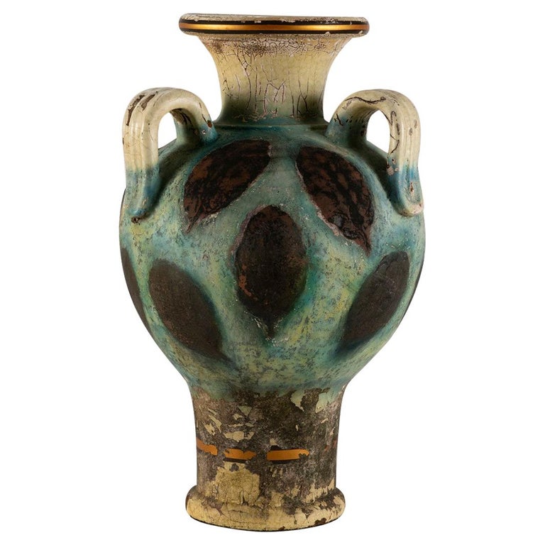 Pair Of Deco Greek Amphora Pottery Vases At 1stdibs