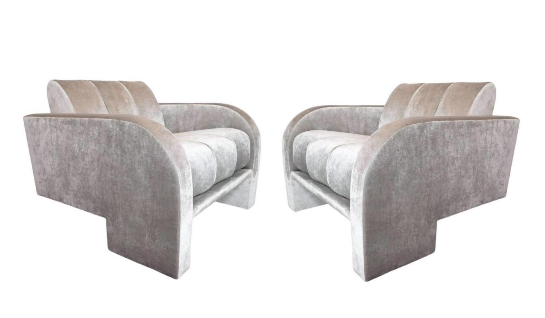 Fin du 20e siècle Paire de fauteuils de salon « Déco » de Vladimir Kagan en vente