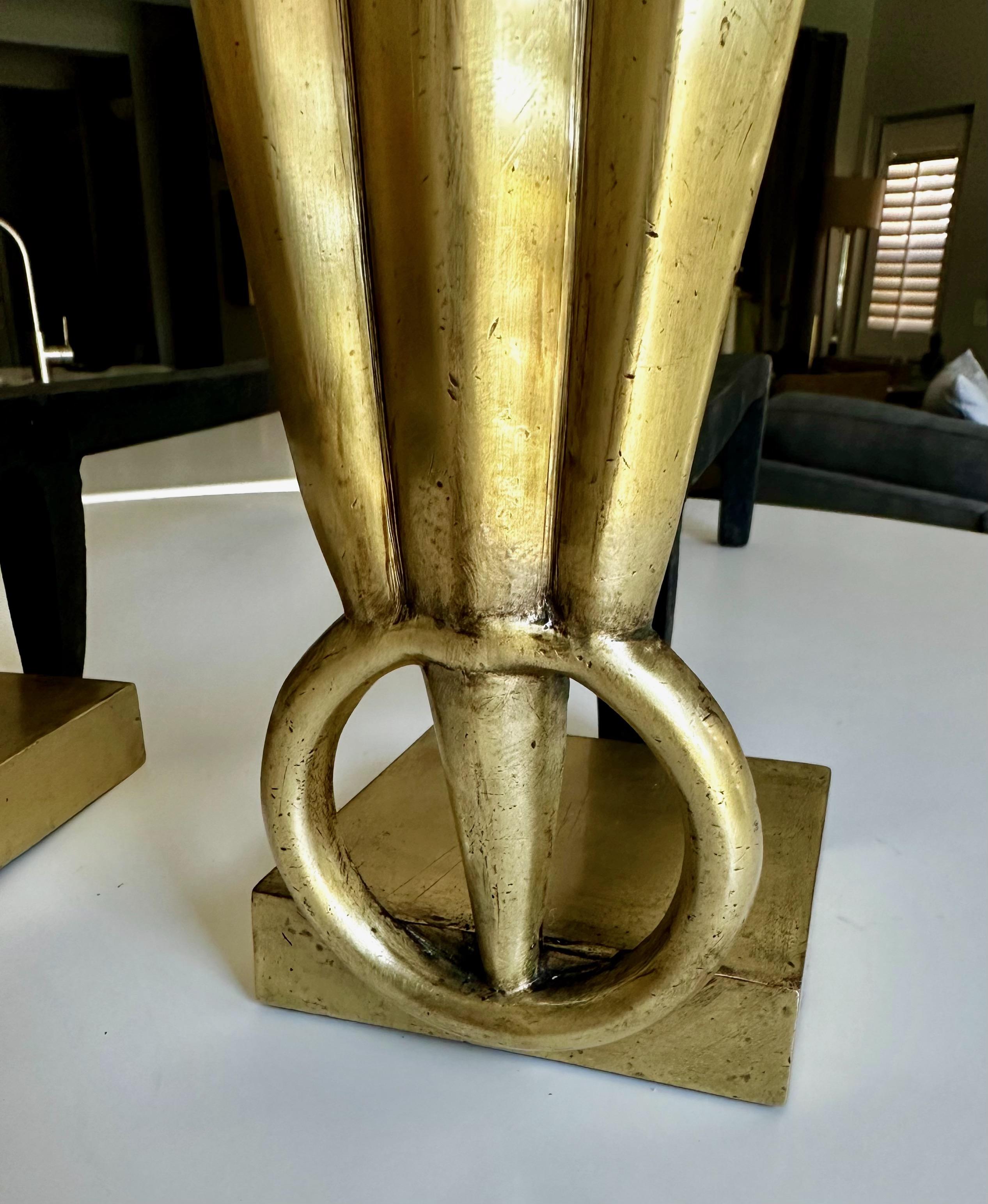 Pair Deco Skyscraper Brass Fireplace Andirons For Sale 4