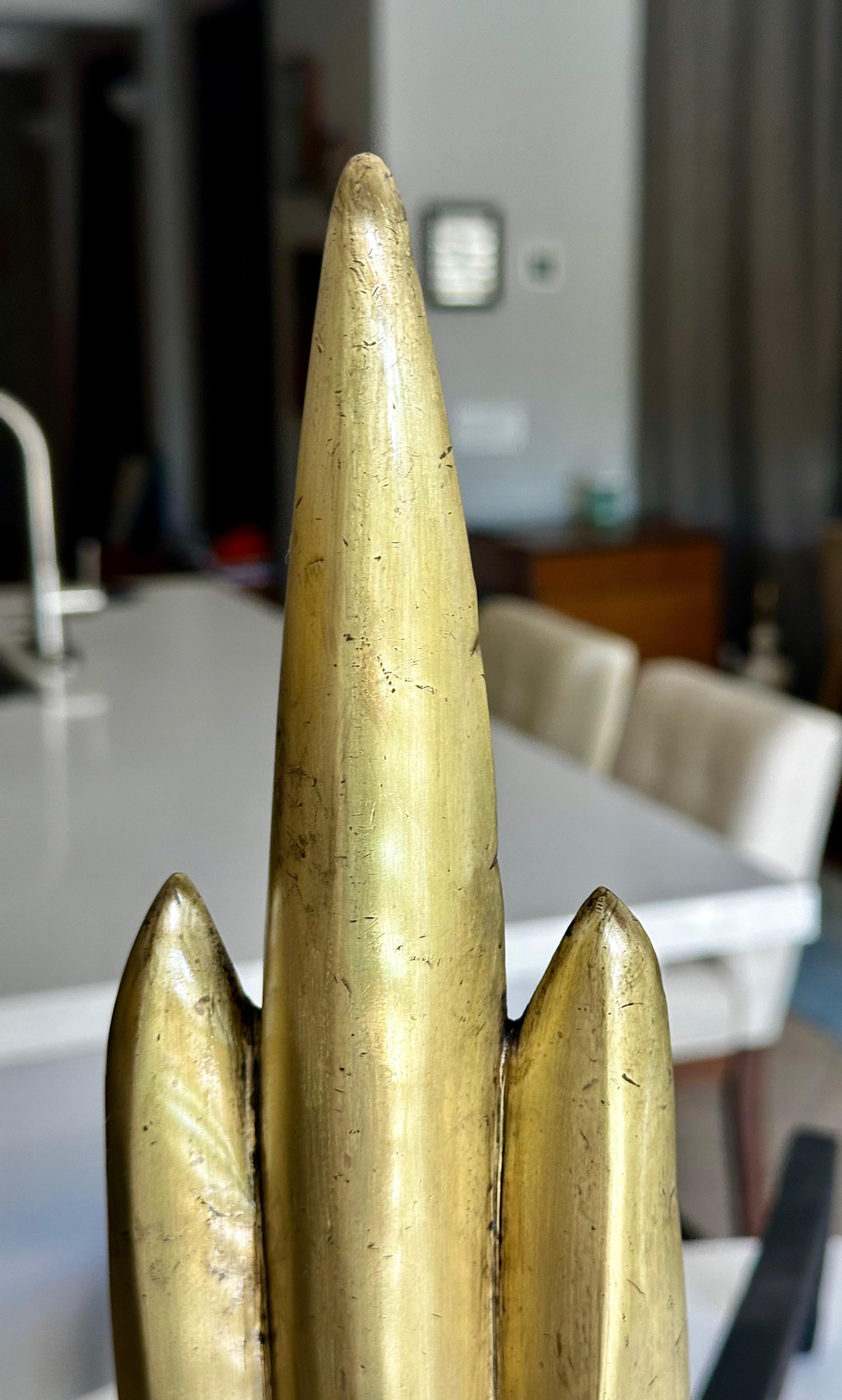Pair Deco Skyscraper Brass Fireplace Andirons For Sale 5