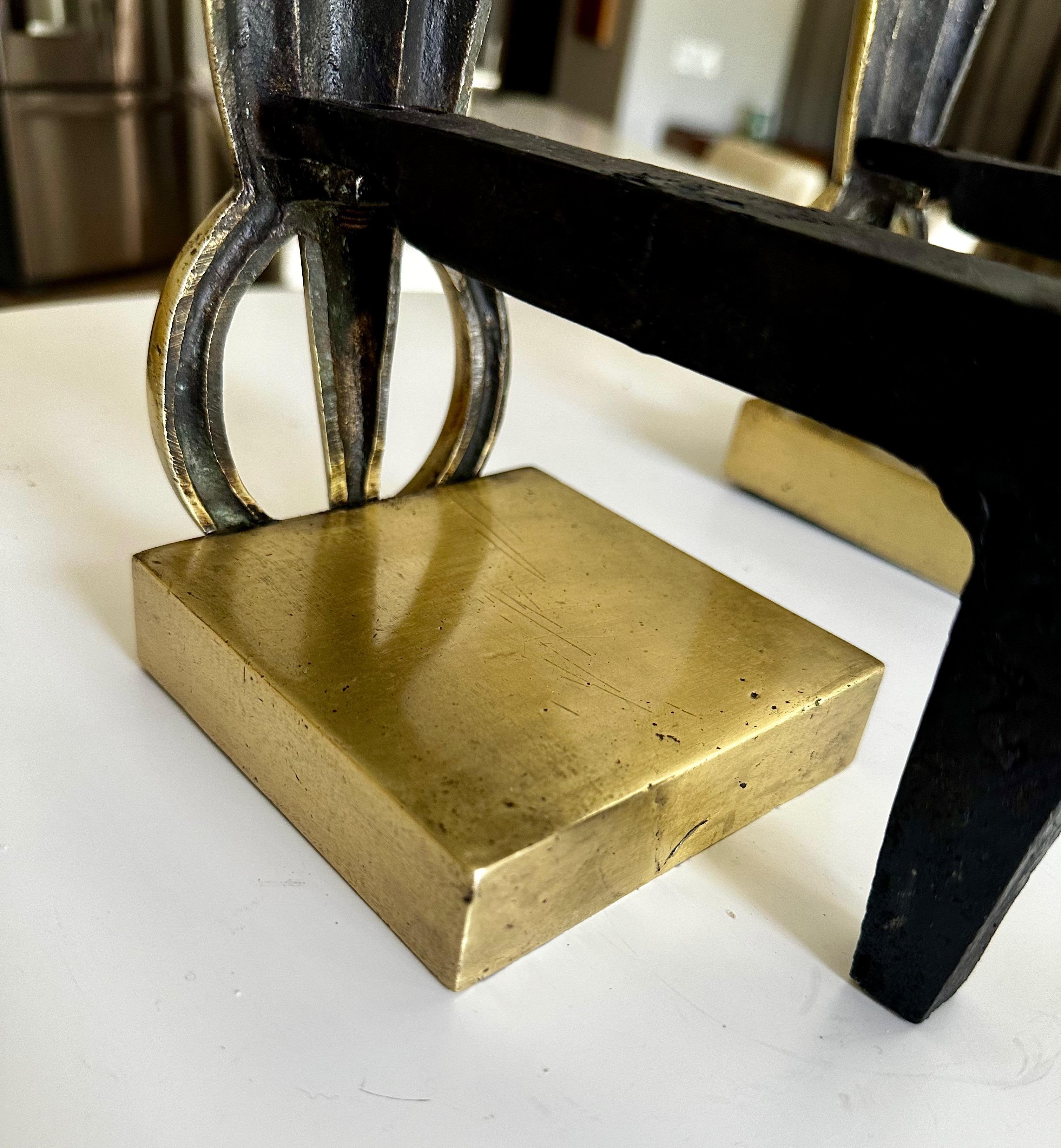 Pair Deco Skyscraper Brass Fireplace Andirons For Sale 11