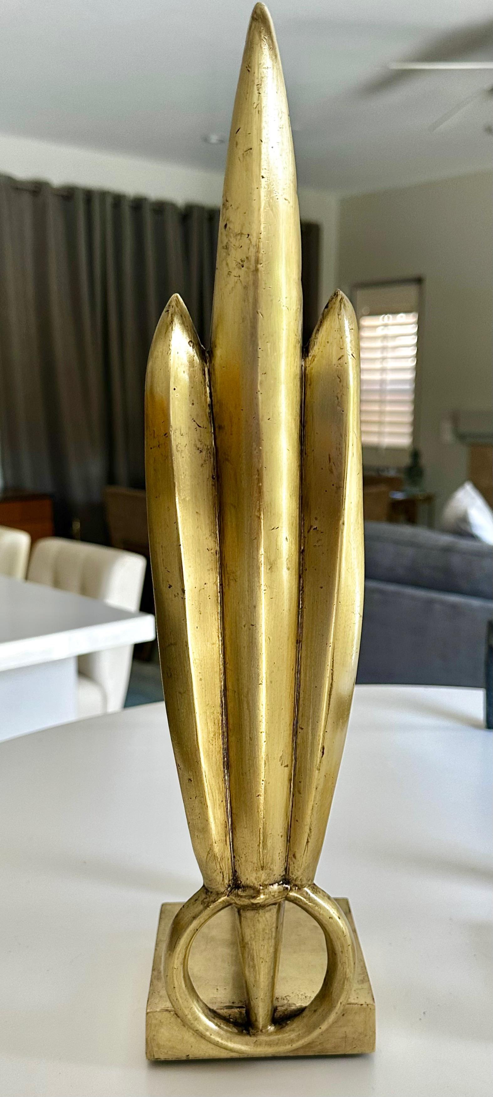 Pair Deco Skyscraper Brass Fireplace Andirons For Sale 3