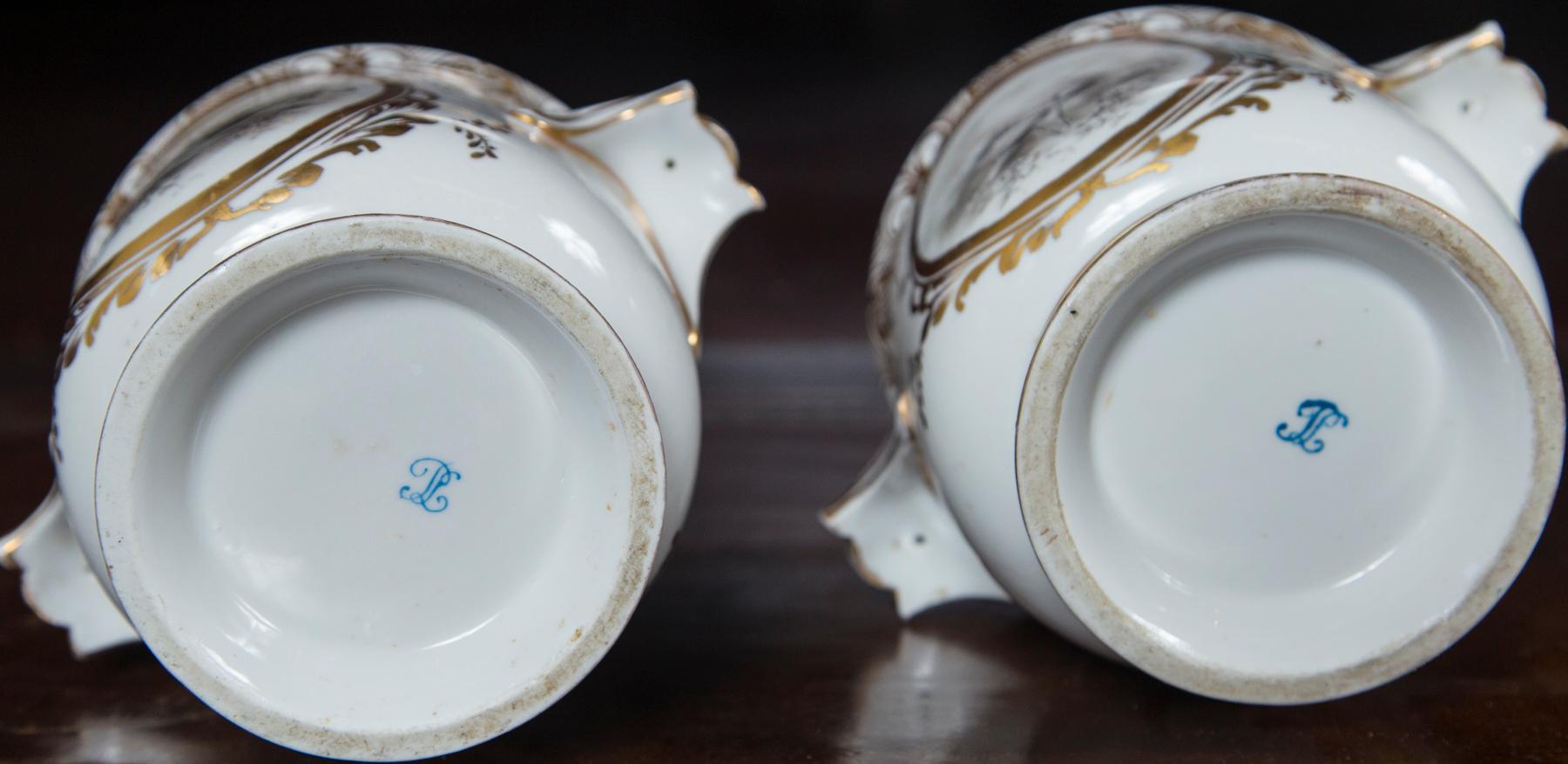 Pair of Decorated White French Porcelain Cache Pots 1