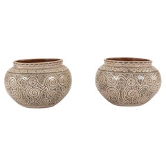 Pareja de cuencos decorativos de cerámica de estilo azteca