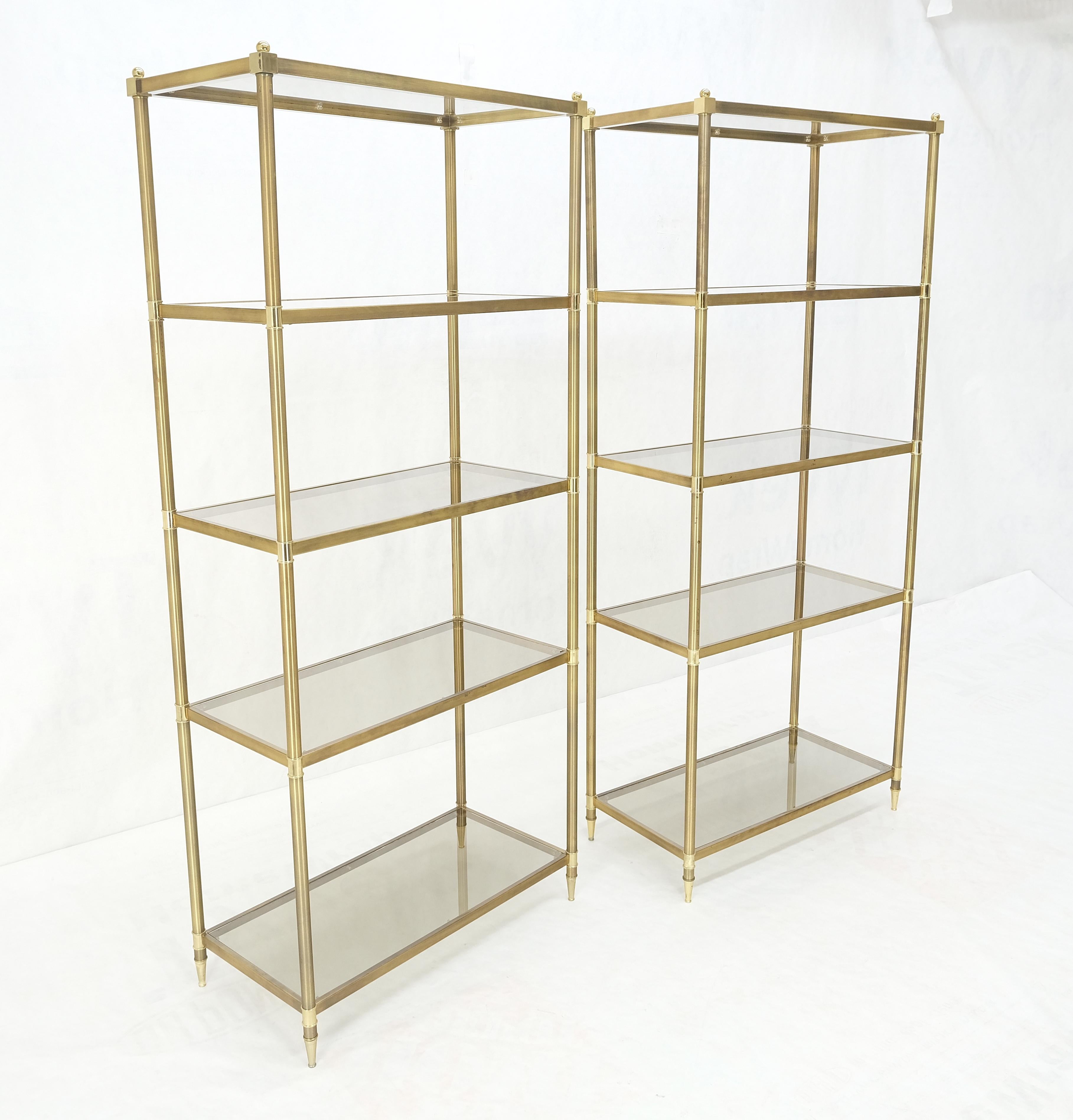 brass and glass shelving