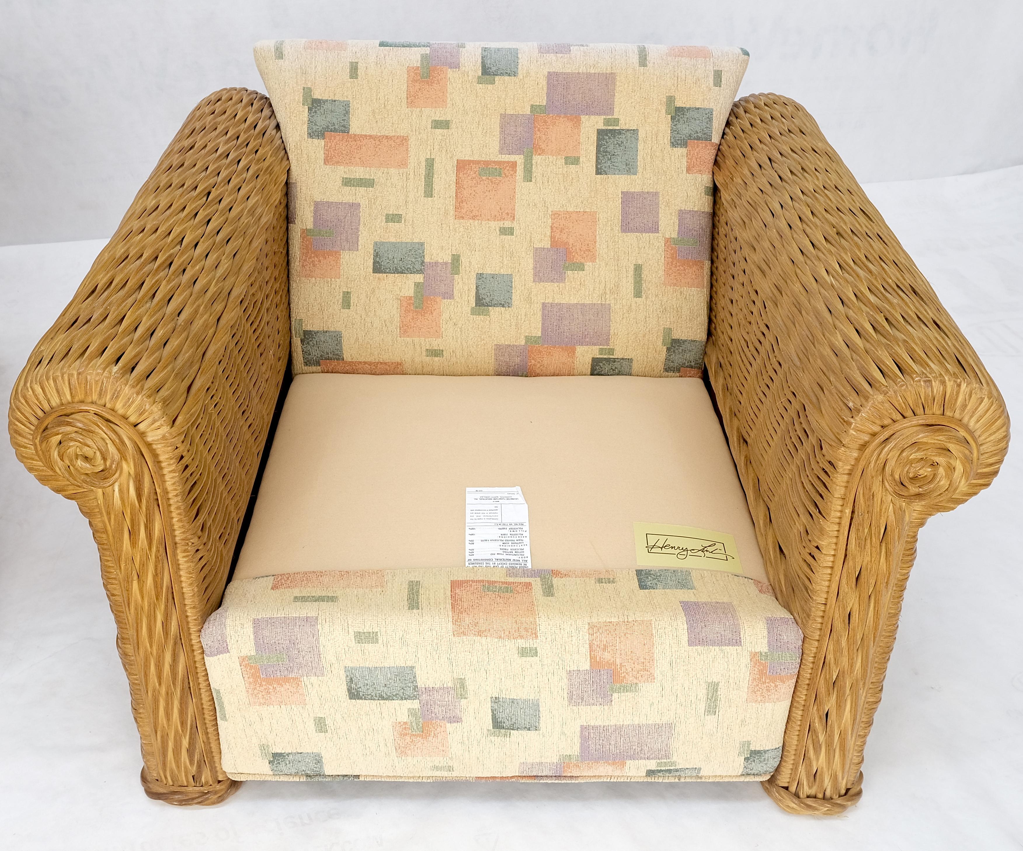 Paar dekorative c1970s Oversize Rttan Bamboo Wicker Club Lounge Stühle Mint! im Angebot 7