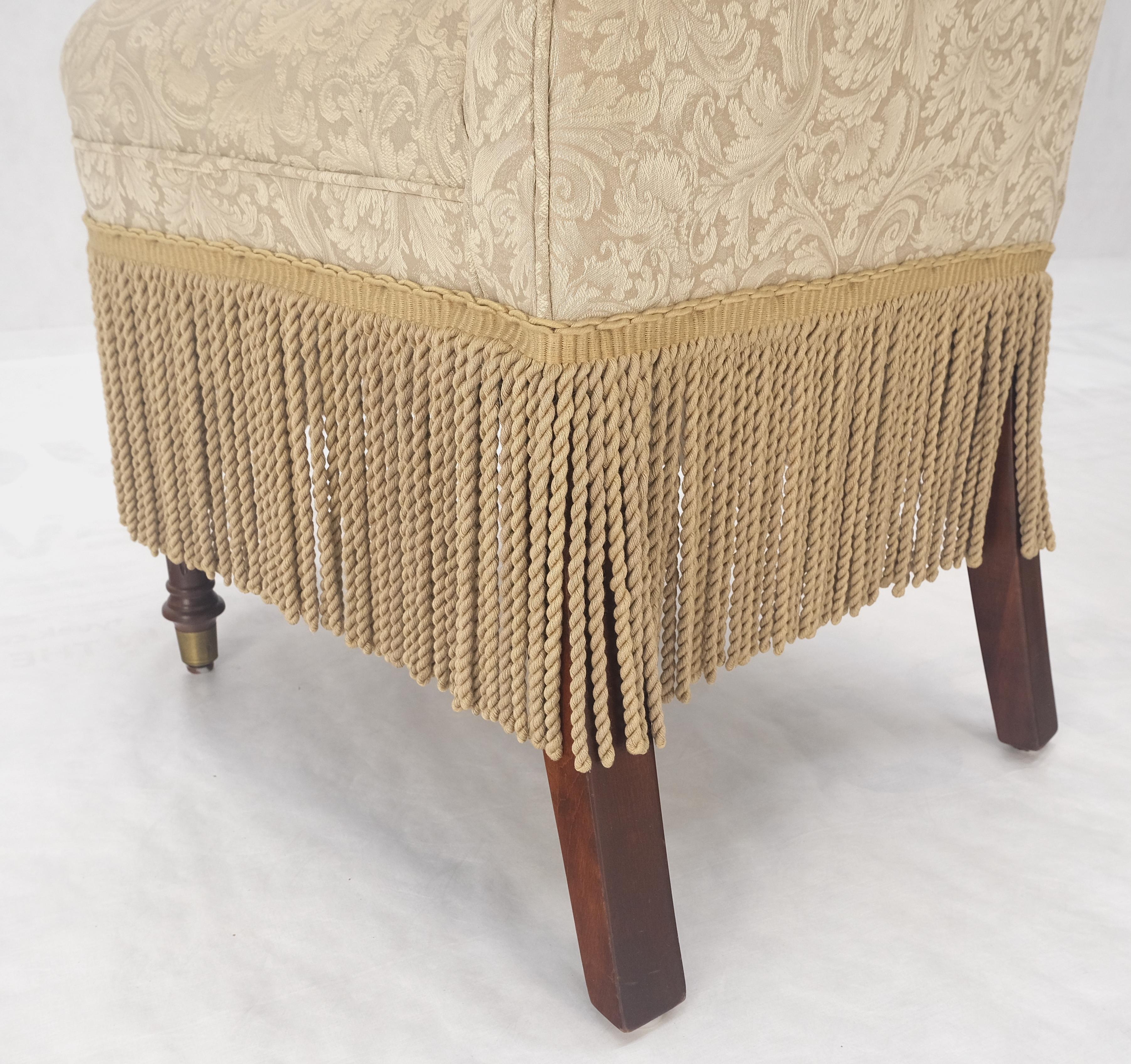 American Pair Decorative Turned Mahogany Legs Tassels Decorated Fireside Slip Chair MINT! For Sale