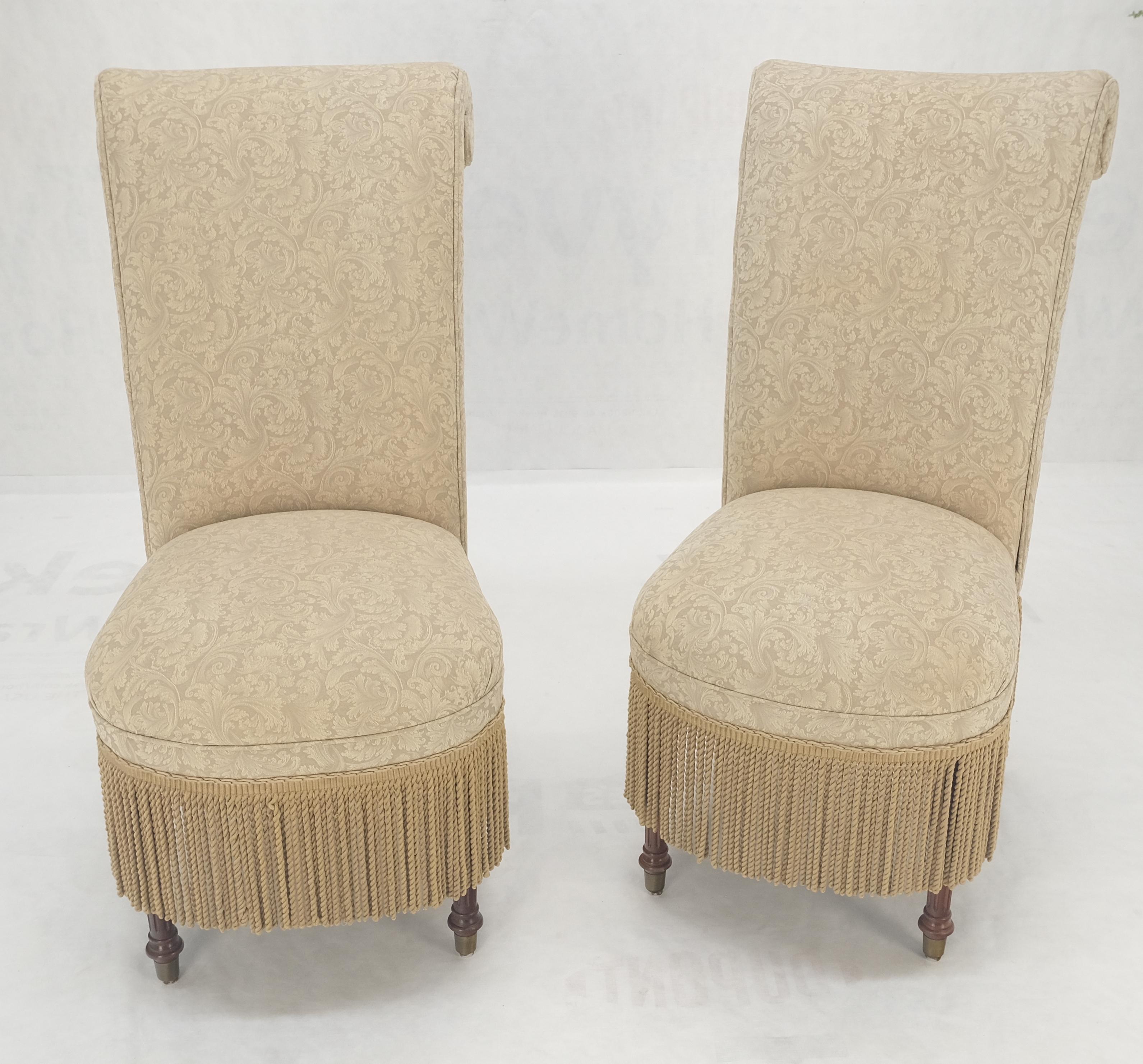 Pair Decorative Turned Mahogany Legs Tassels Decorated Fireside Slip Chair MINT! In Excellent Condition For Sale In Rockaway, NJ