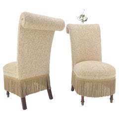 Vintage Pair Decorative Turned Mahogany Legs Tassels Decorated Fireside Slip Chair MINT!
