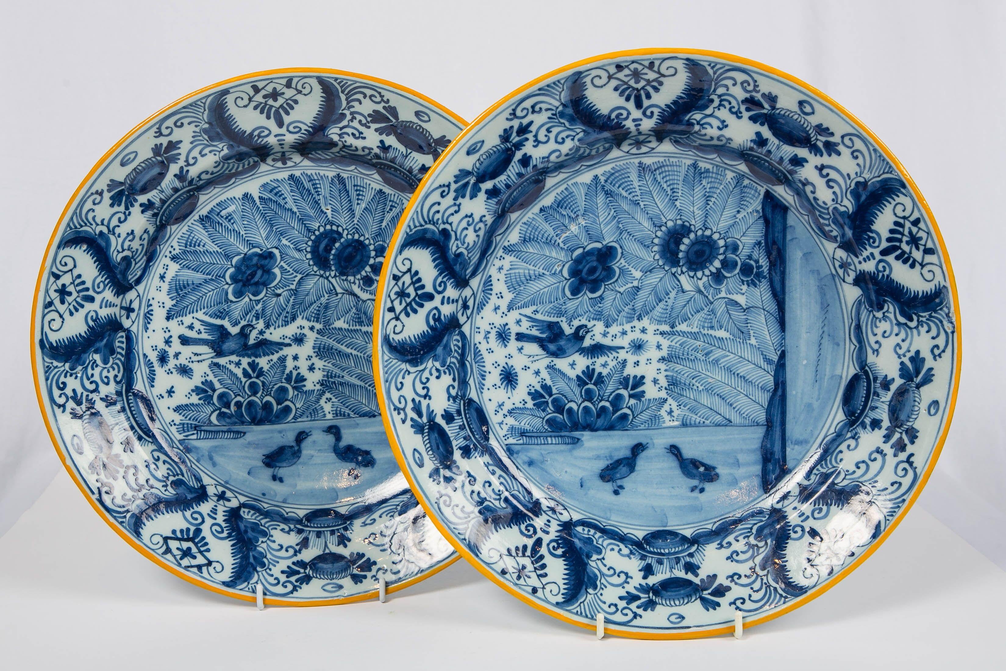 Country Pair of Delft Blue and White Chargers Made circa 1785