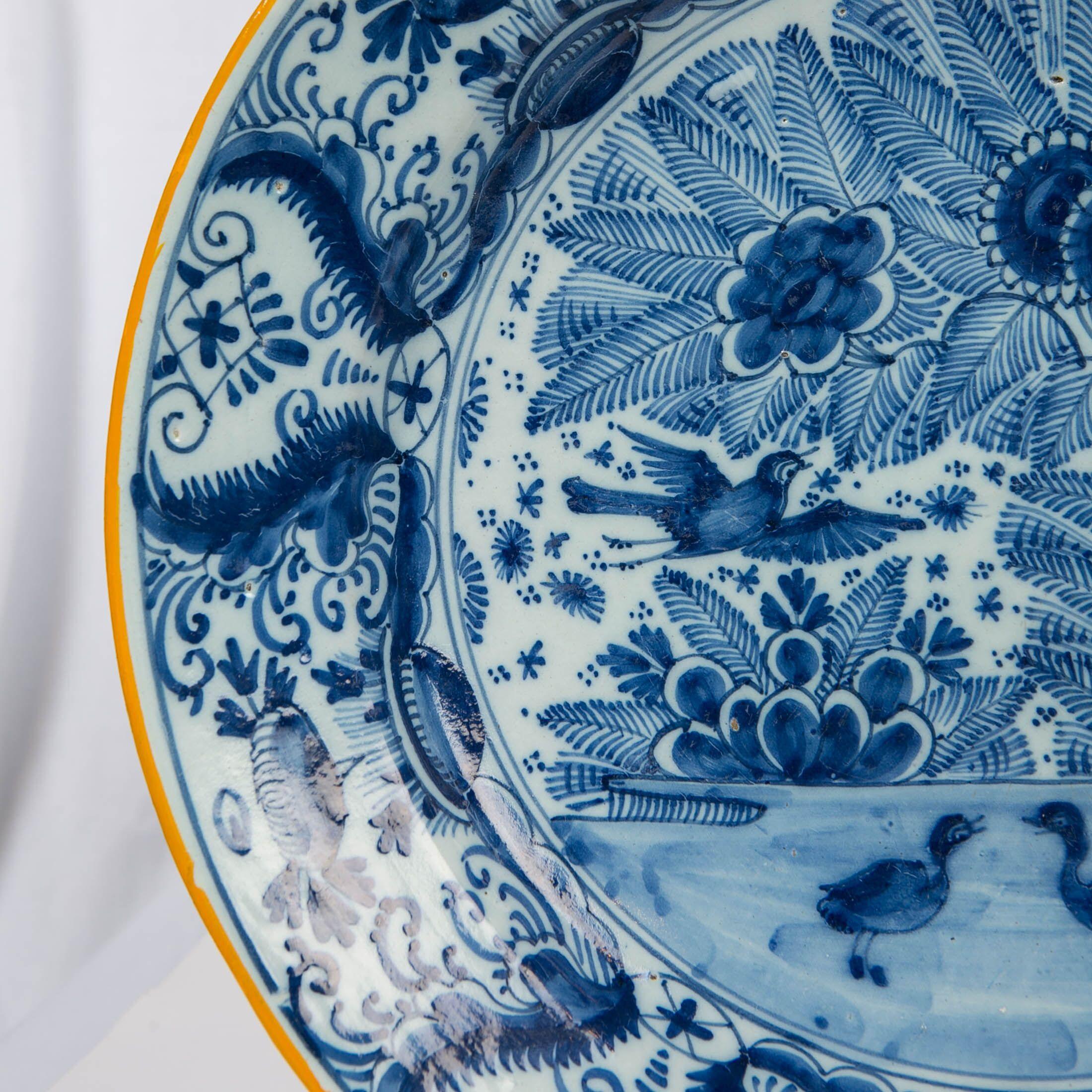 Pair of Delft Blue and White Chargers Made circa 1785 In Excellent Condition In Katonah, NY