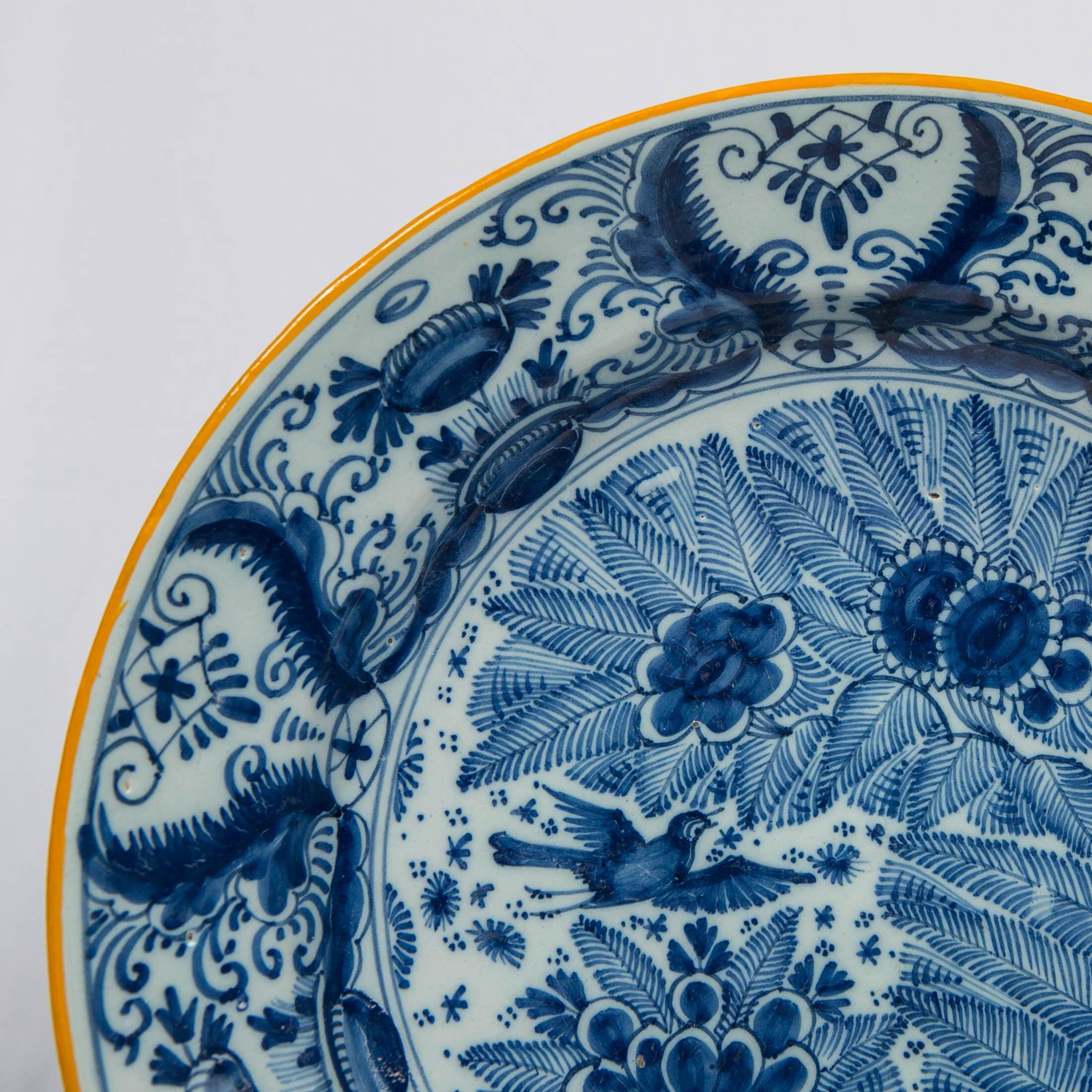 18th Century Pair of Delft Blue and White Chargers Made circa 1785